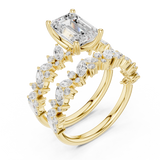 3.021 CT Marquise Emerald  & Round Lab Grown Diamond Ring | WOKE