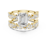3.021 CT Marquise Emerald  & Round Lab Grown Diamond Ring | WOKE
