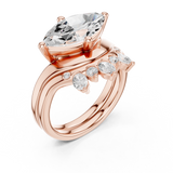 2.64 CT Marquise Oval  & Round Lab Grown Diamond Ring | WOKE