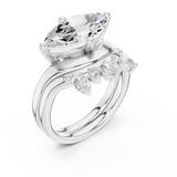 2.64 CT Marquise Oval  & Round Lab Grown Diamond Ring | WOKE