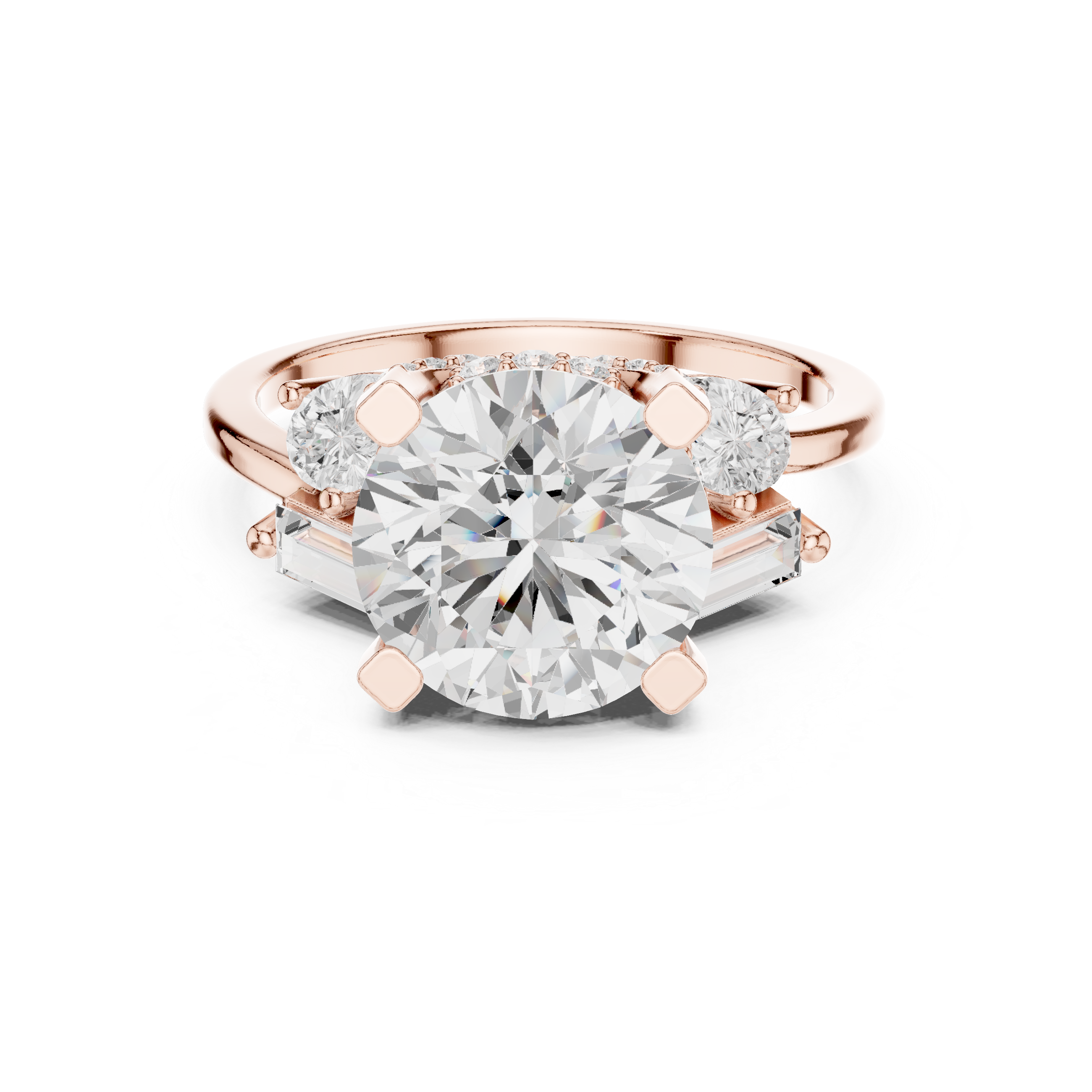 3.874 CT Baguette Pear & Round Lab Grown Diamond Ring | WOKE