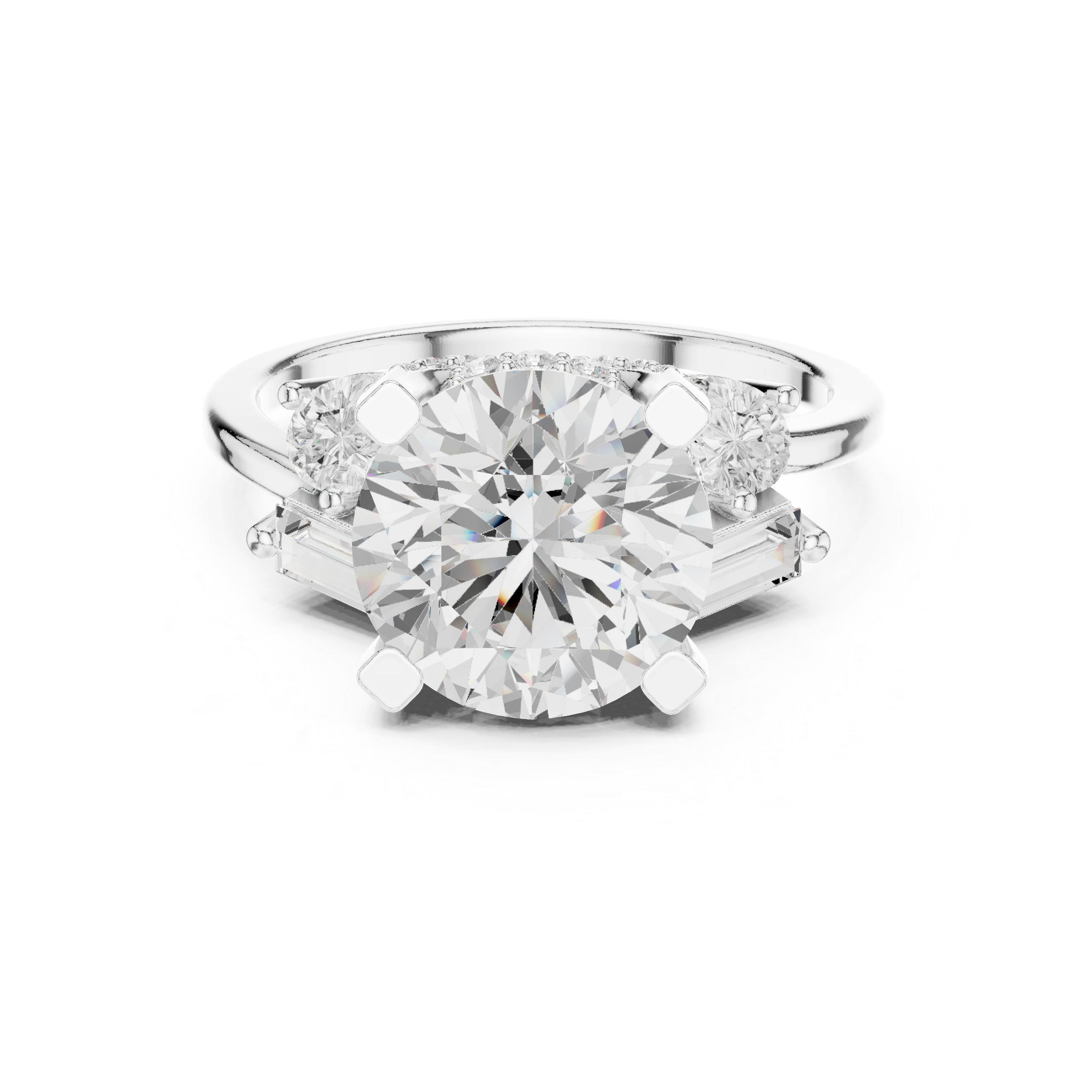 3.874 CT Baguette Pear & Round Lab Grown Diamond Ring | WOKE