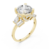 3.874 CT Baguette Pear & Round Lab Grown Diamond Ring | WOKE
