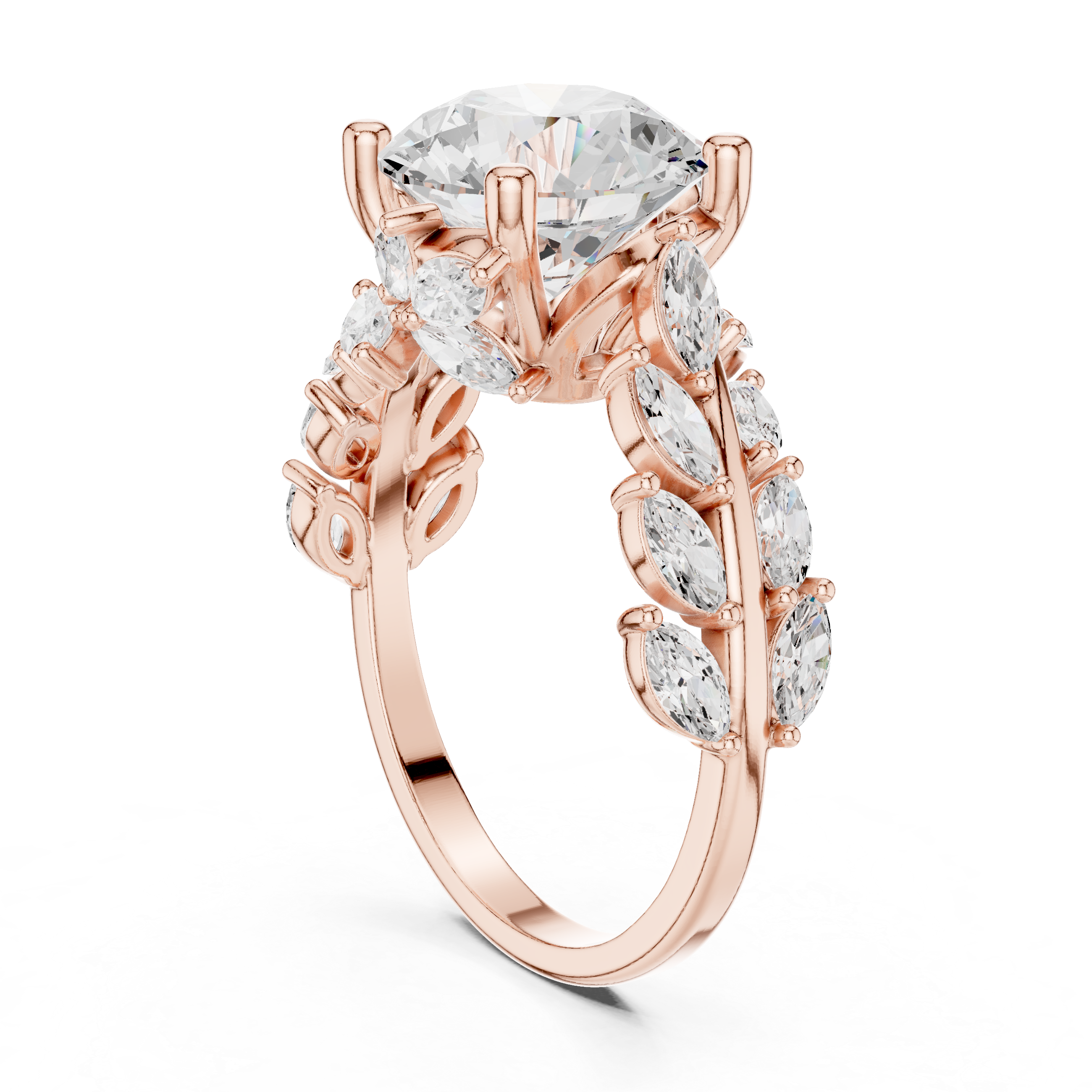 4.15 CT Marquise & Round Lab Grown Diamond Ring | WOKE