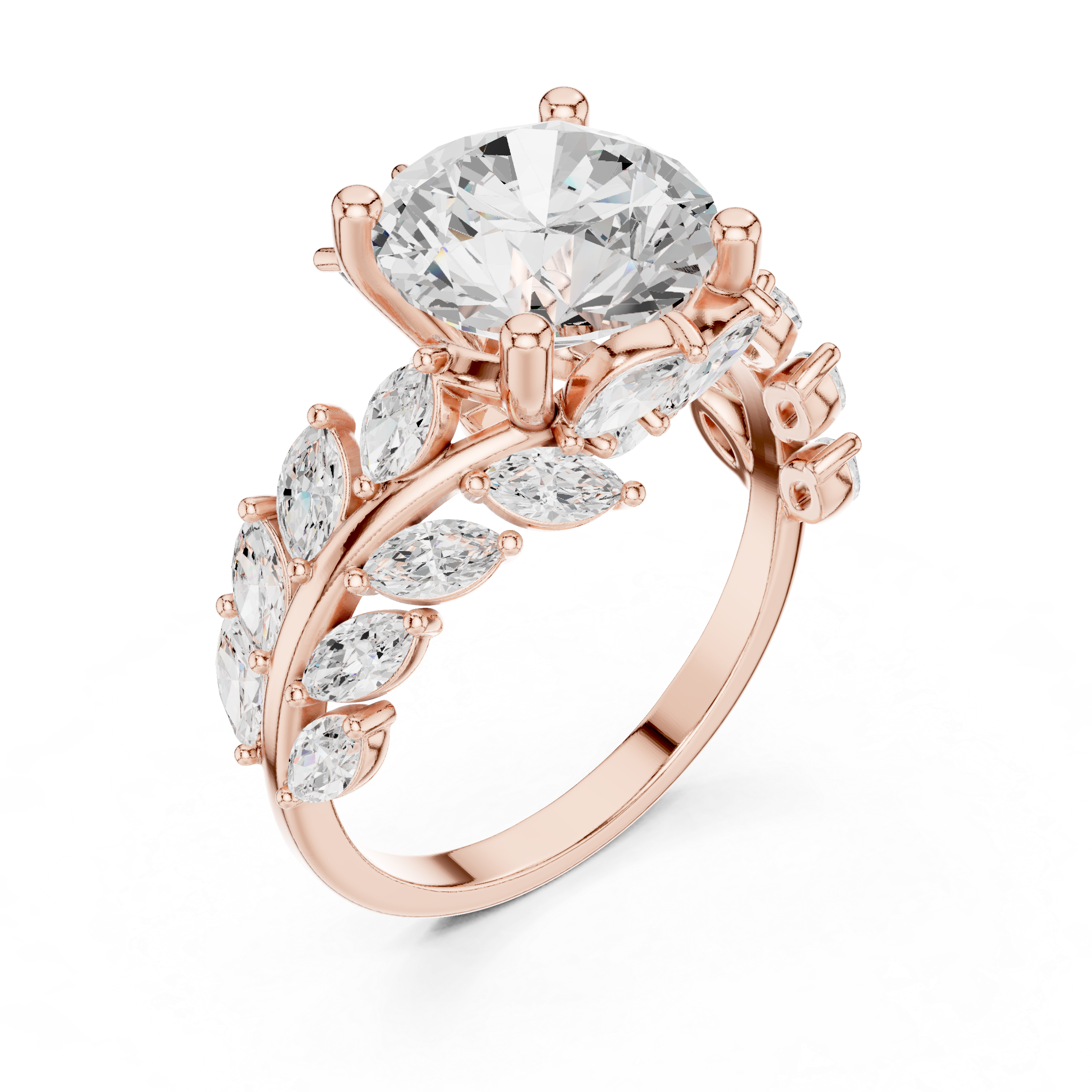 4.15 CT Marquise & Round Lab Grown Diamond Ring | WOKE