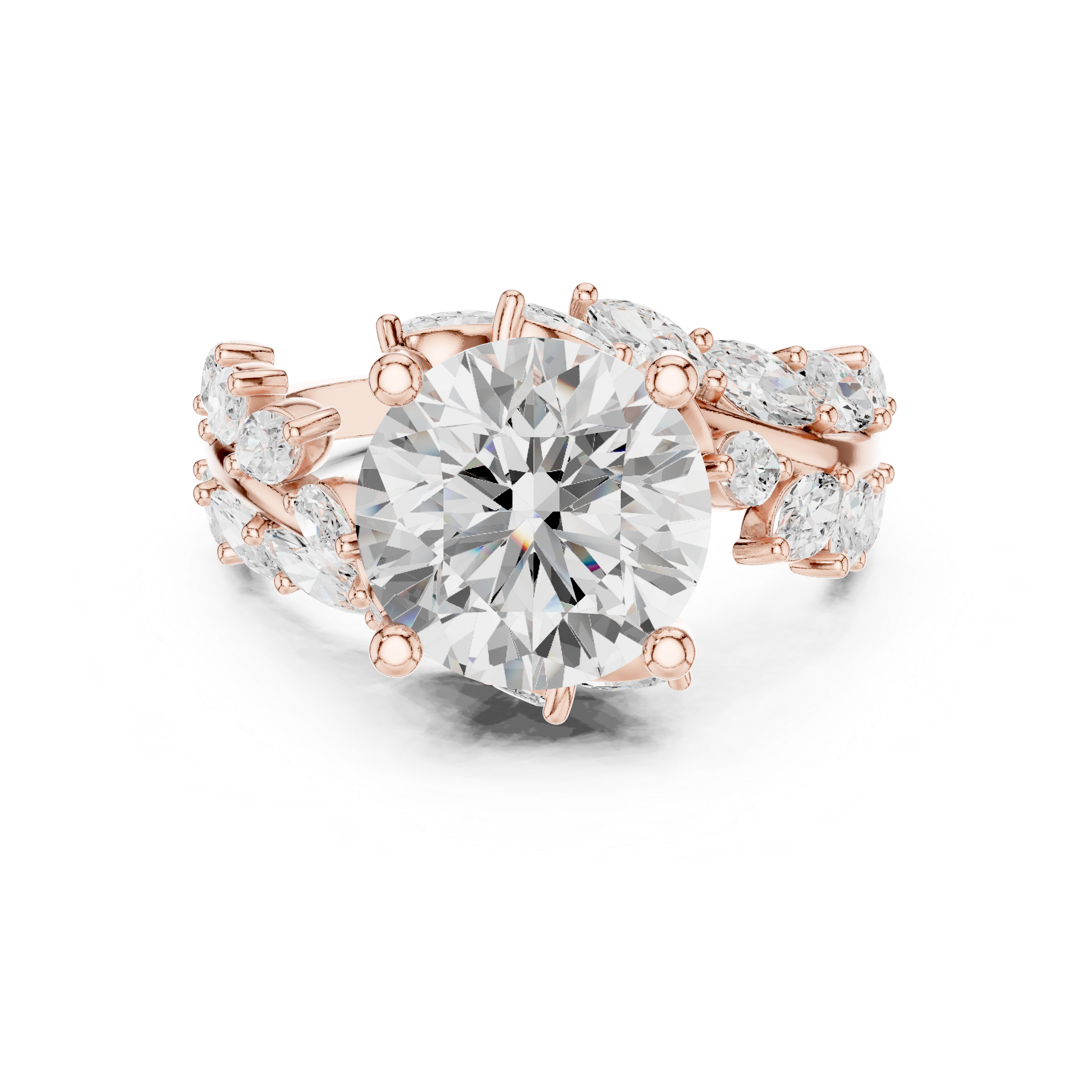 4.15 CT Marquise & Round Lab Grown Diamond Ring | WOKE