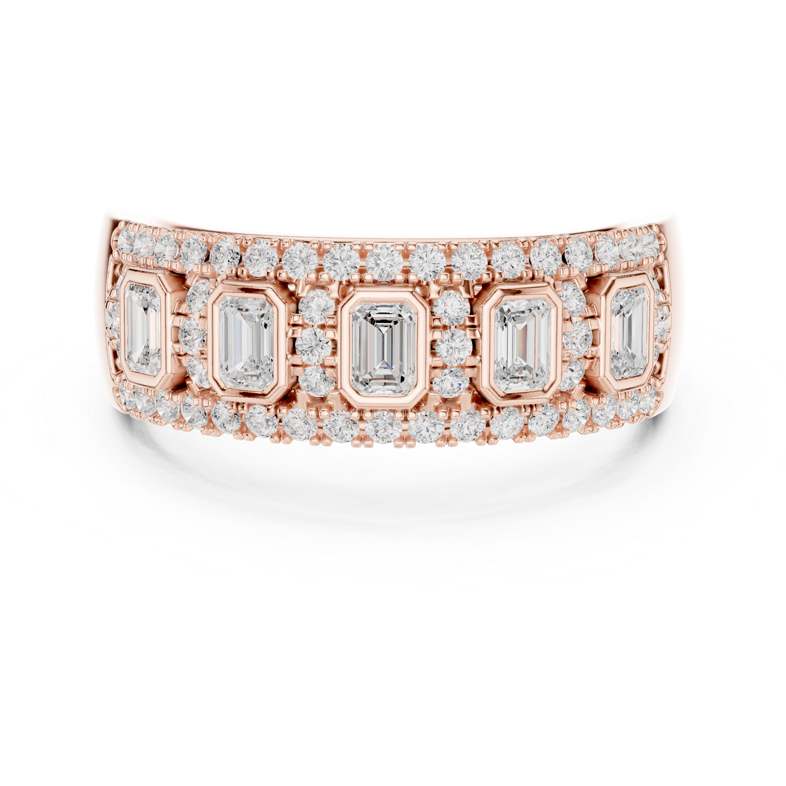 0.756 CT  Emerald & Round Lab Grown Diamond Ring | WOKE