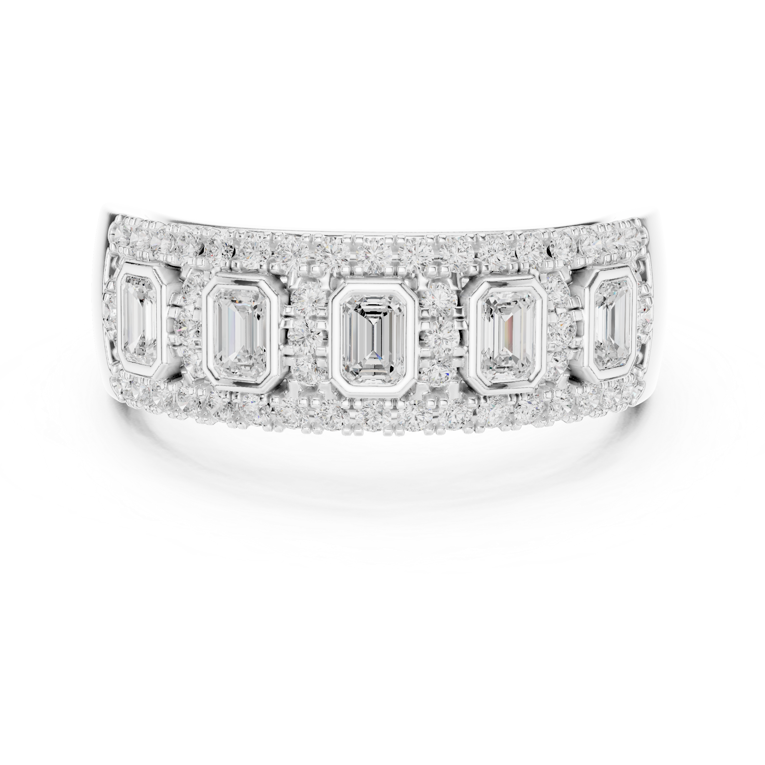 0.756 CT  Emerald & Round Lab Grown Diamond Ring | WOKE