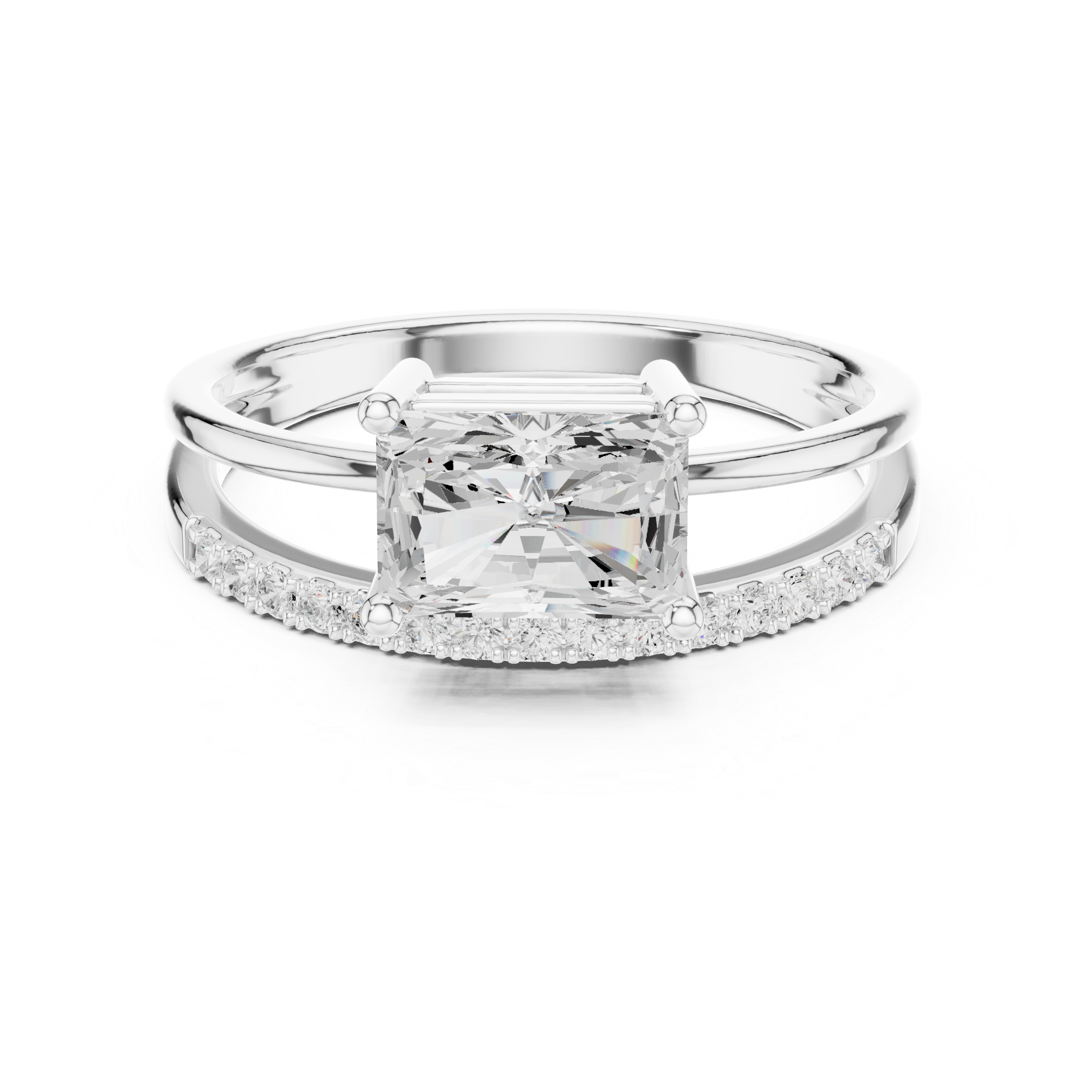 1.37 CT Radiant & Round Lab Grown Diamond Ring | WOKE