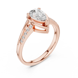 0.9 CT Pear & Round Lab Grown Diamond Ring | WOKE