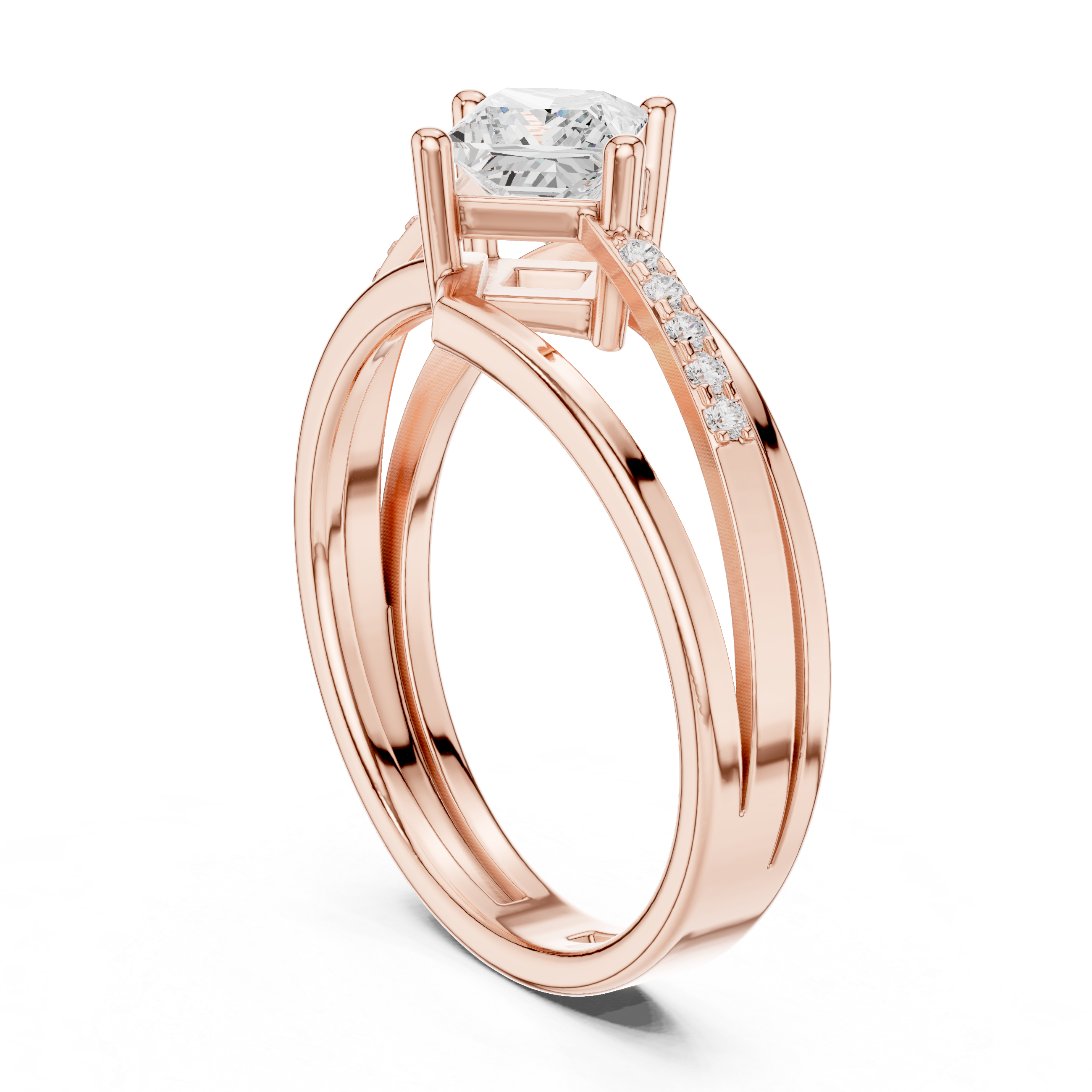 0.63 CT Princess & Round Lab Grown Diamond Ring | WOKE