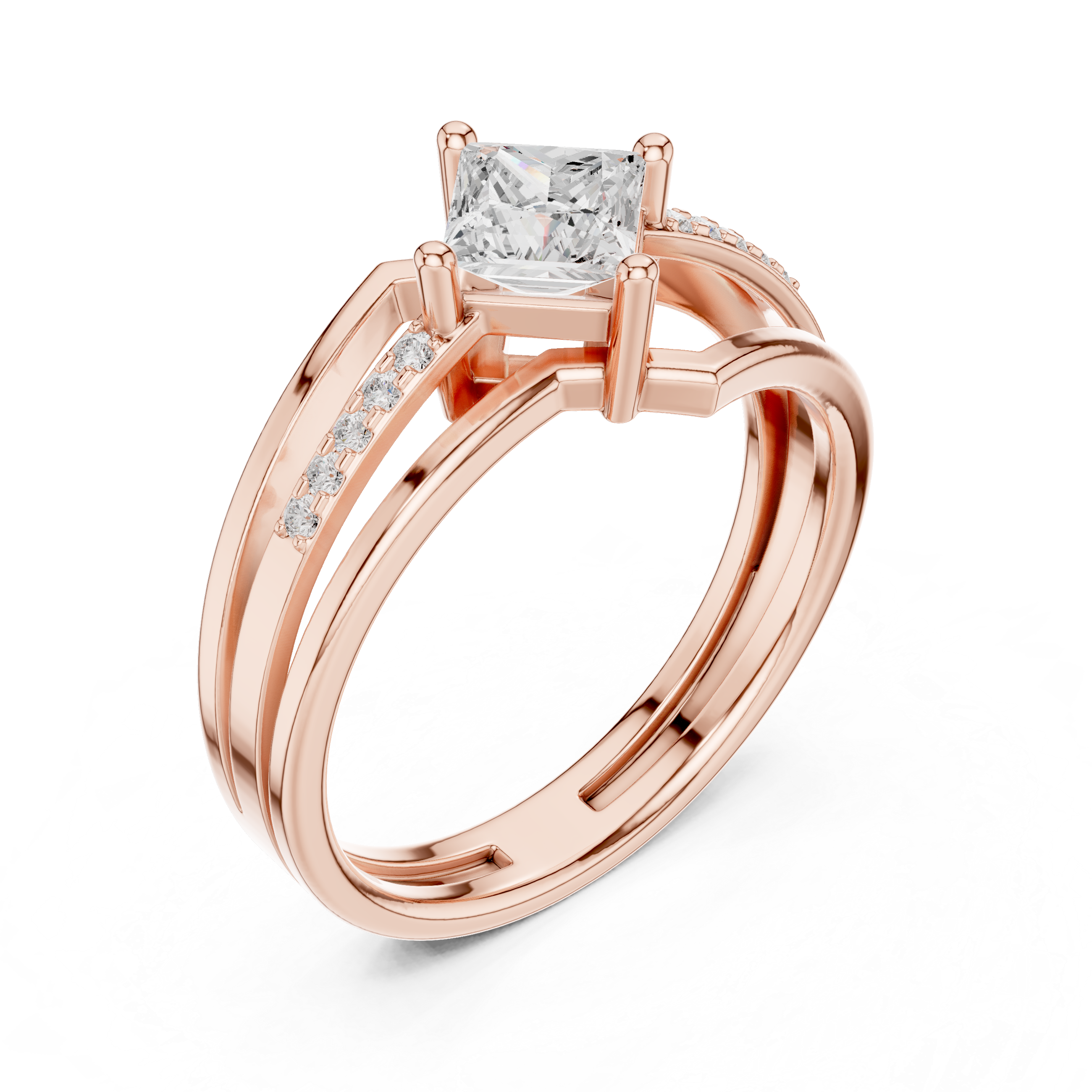 0.63 CT Princess & Round Lab Grown Diamond Ring | WOKE