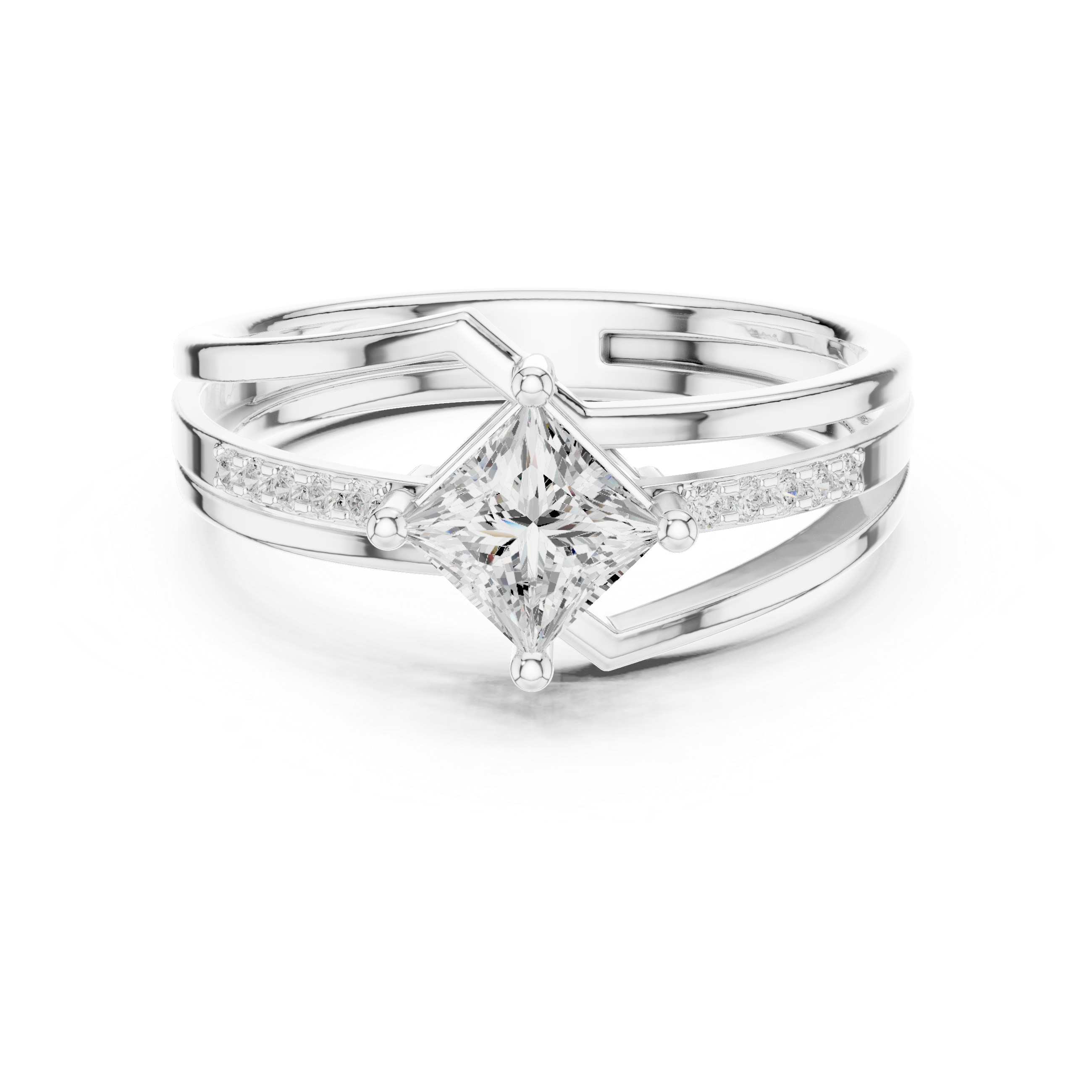0.63 CT Princess & Round Lab Grown Diamond Ring | WOKE