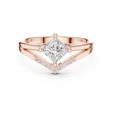 0.624 CT Princess & Round Lab Grown Diamond Ring | WOKE