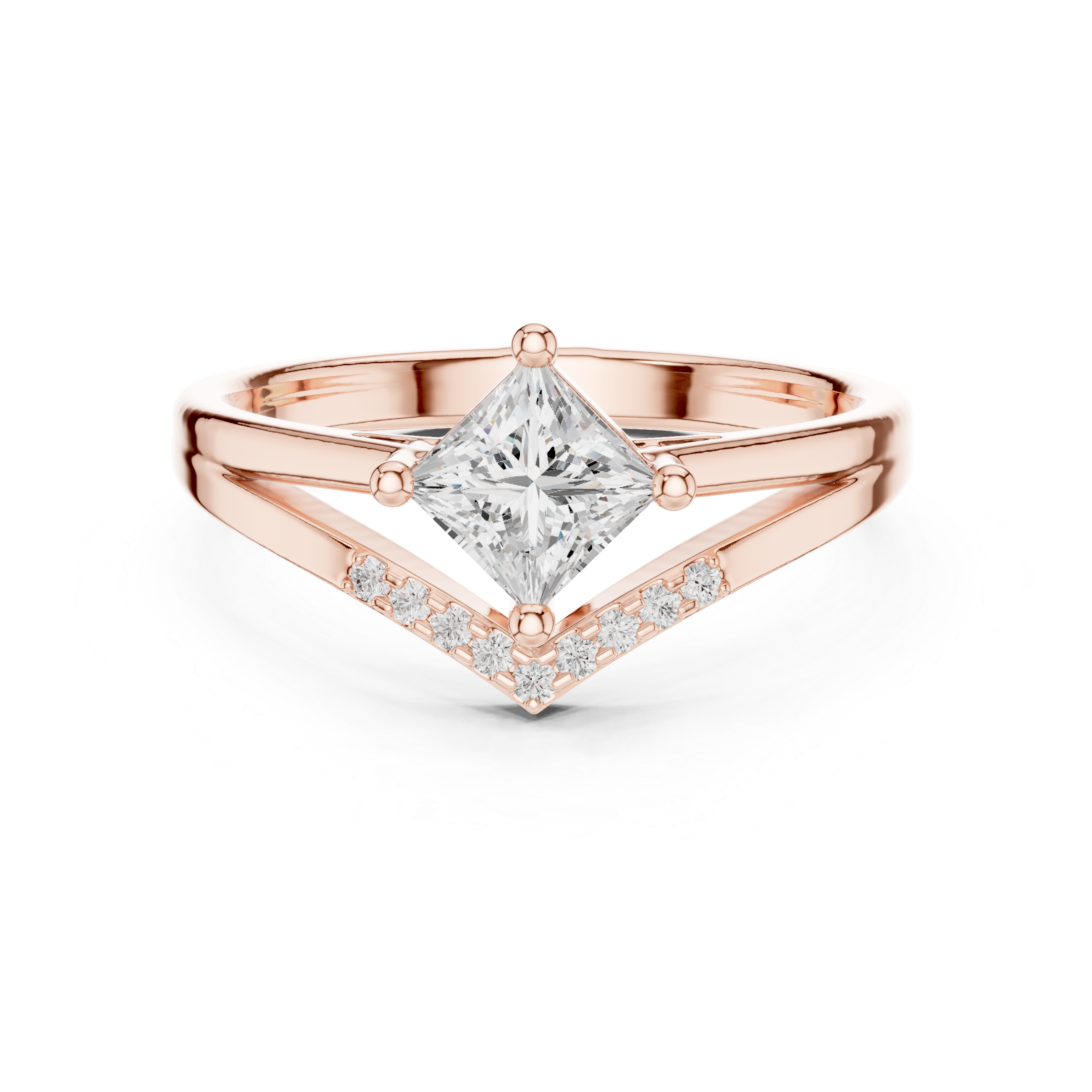 0.624 CT Princess & Round Lab Grown Diamond Ring | WOKE
