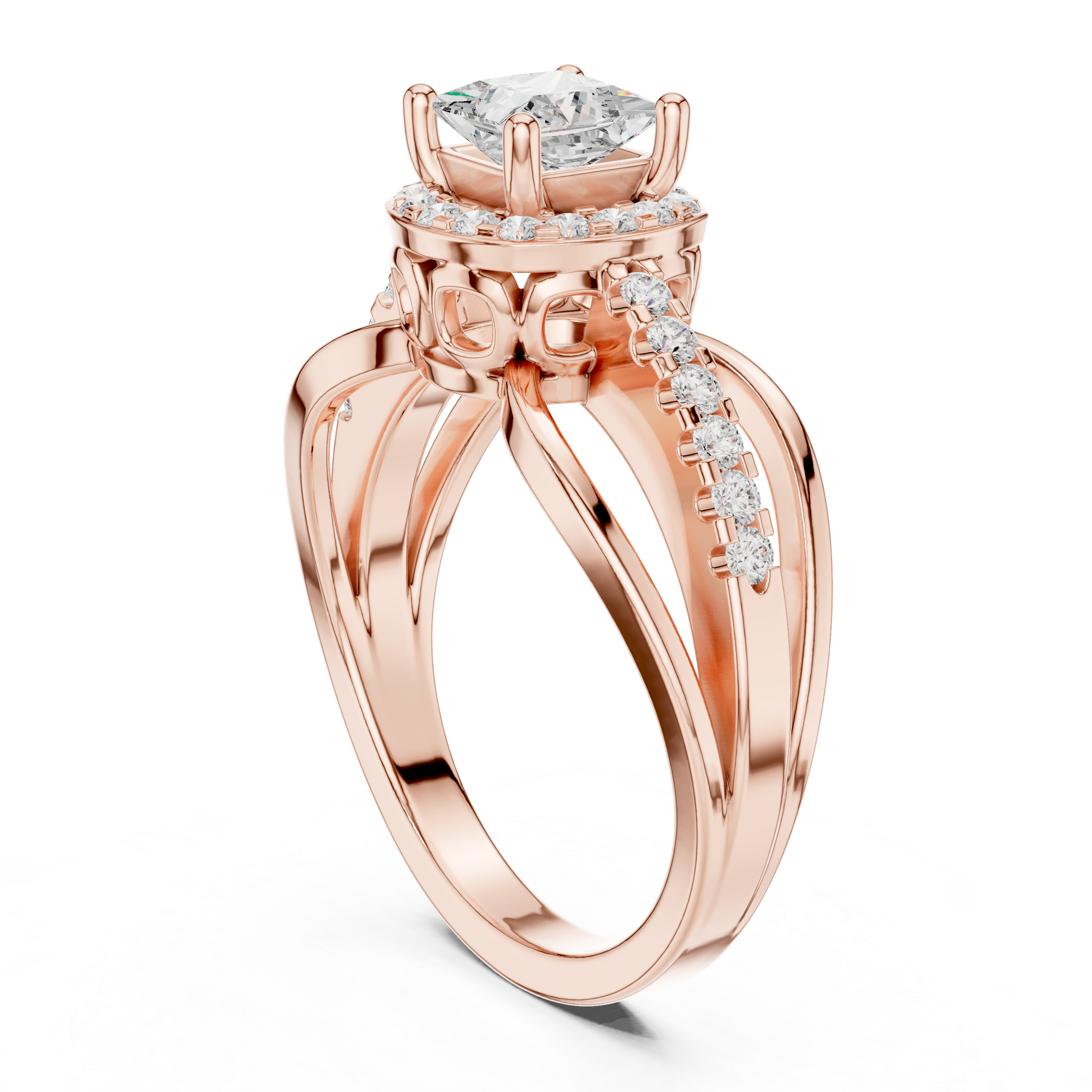 0.858 CT Princess & Round  Lab Grown Diamond Ring | WOKE