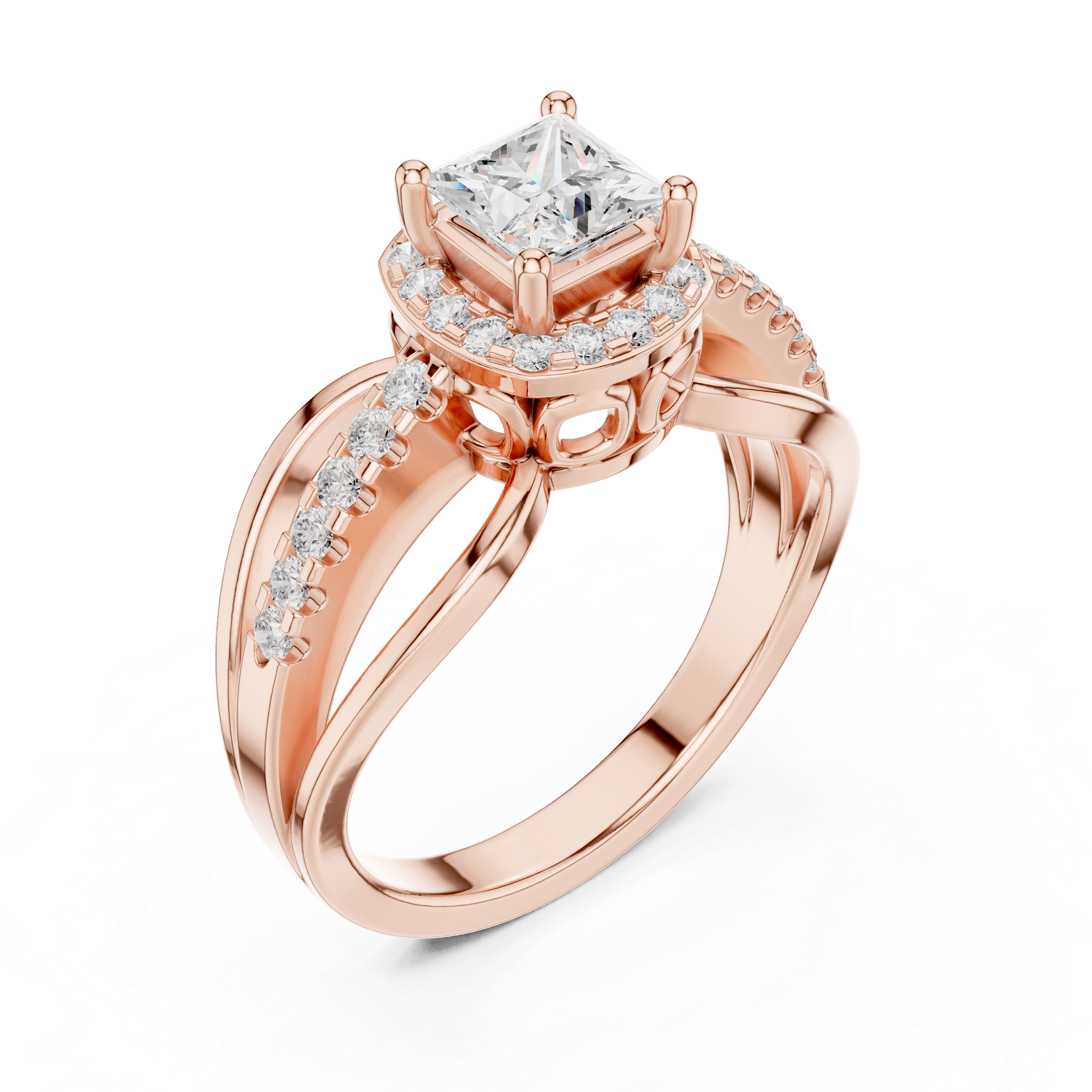 0.858 CT Princess & Round  Lab Grown Diamond Ring | WOKE