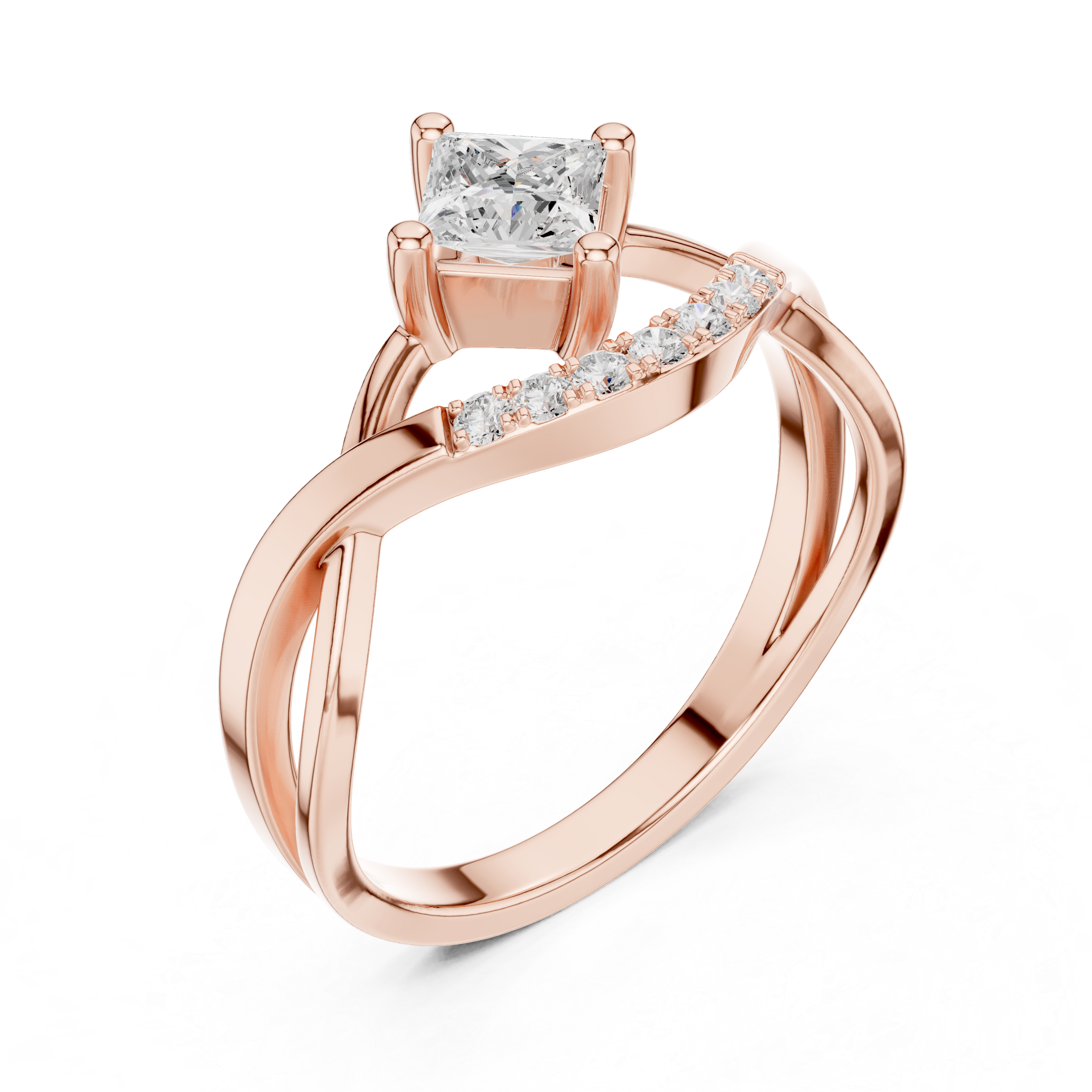0.457 CT Princess & Round  Lab Grown Diamond Ring | WOKE