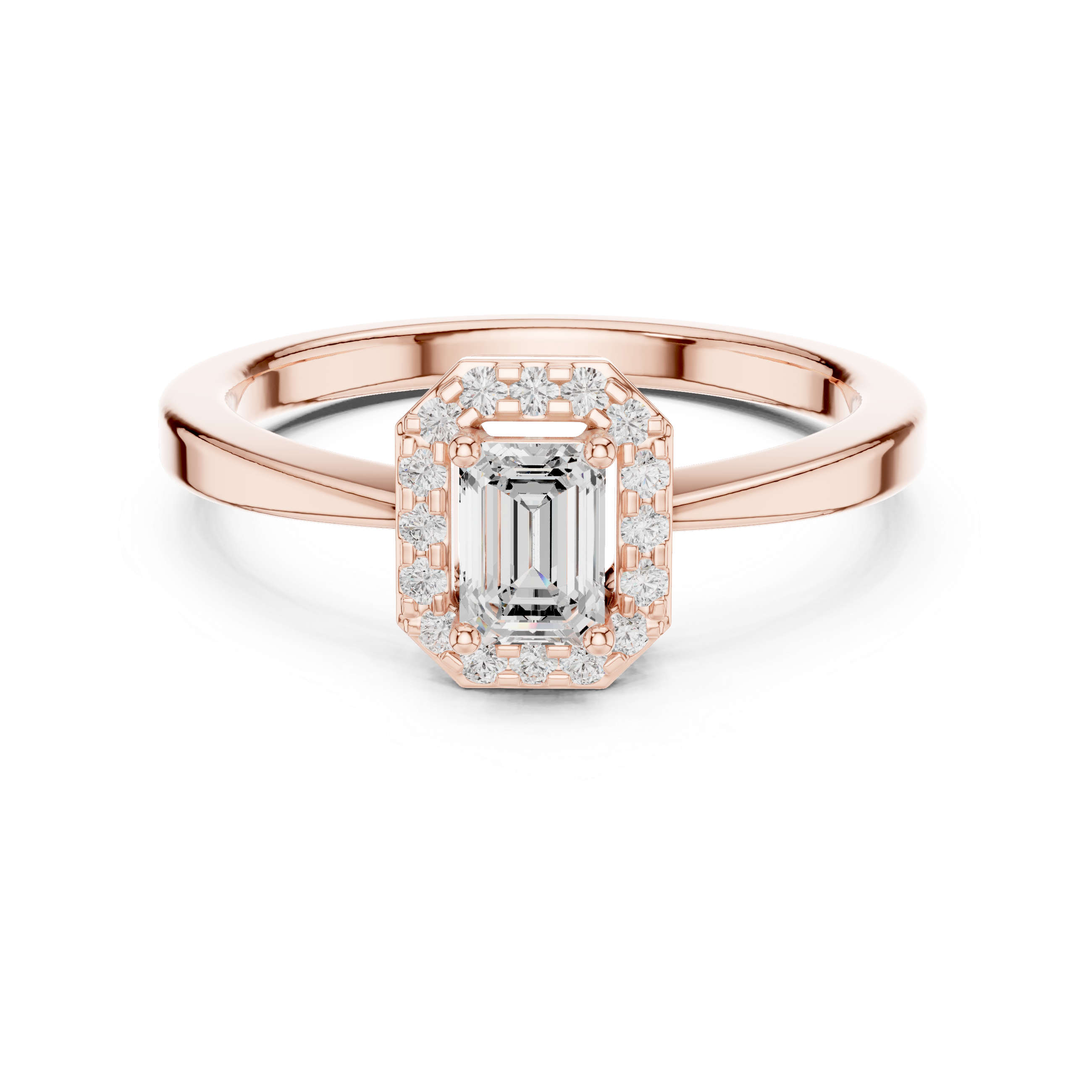 0.472 CT Emerald & Round  Lab Grown Diamond Ring | WOKE
