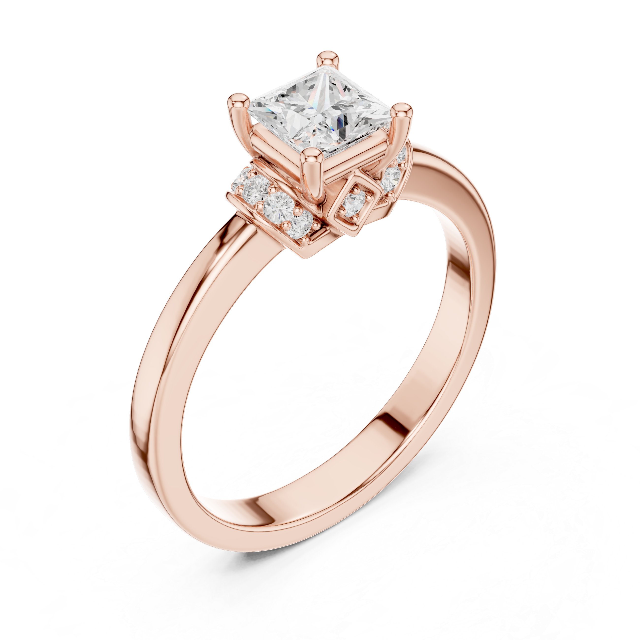 0.678 CT Princess & Round Lab Grown Diamond Ring | WOKE