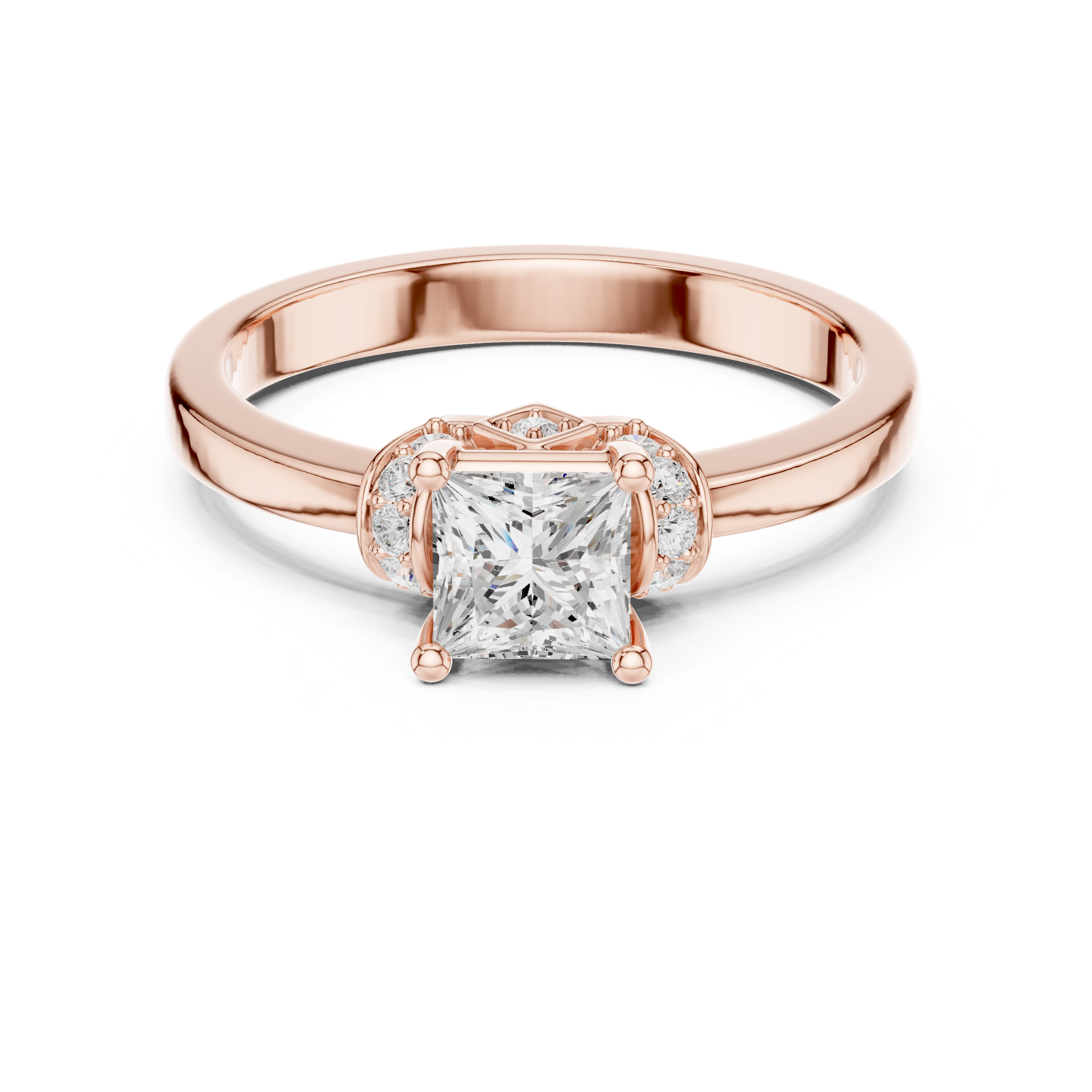 0.678 CT Princess & Round Lab Grown Diamond Ring | WOKE
