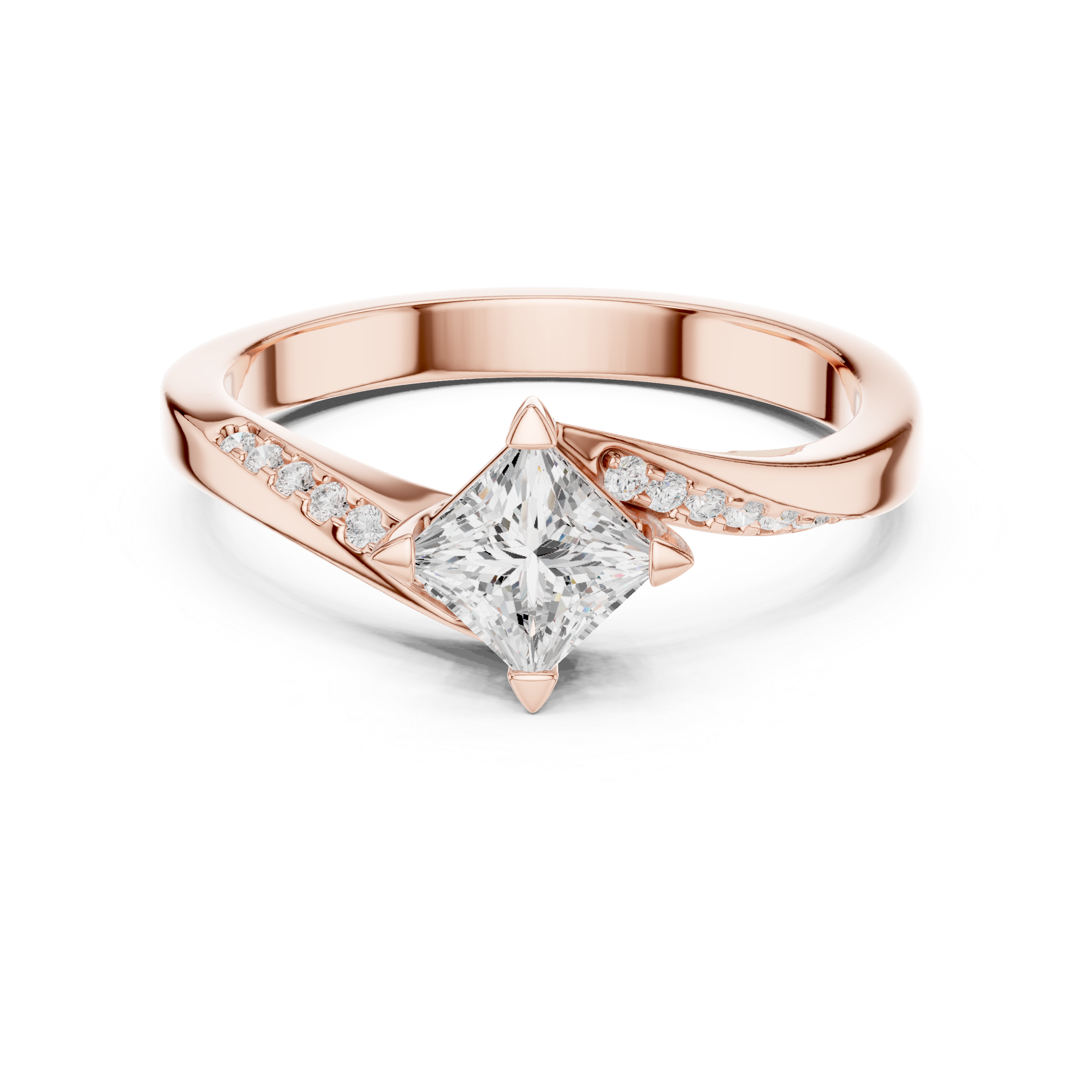 0.654 CT Princess & Round Lab Grown Diamond Ring | WOKE