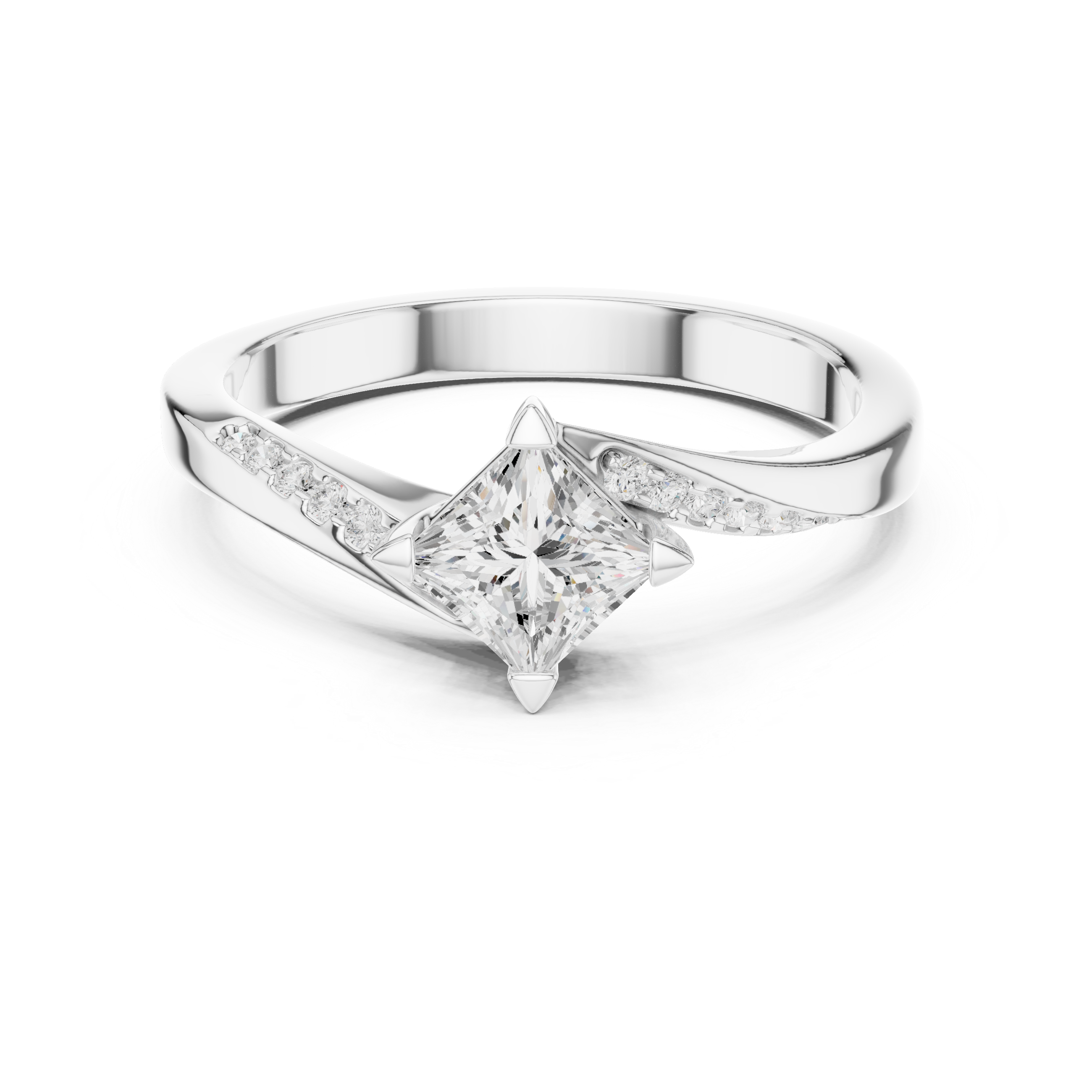 0.654 CT Princess & Round Lab Grown Diamond Ring | WOKE