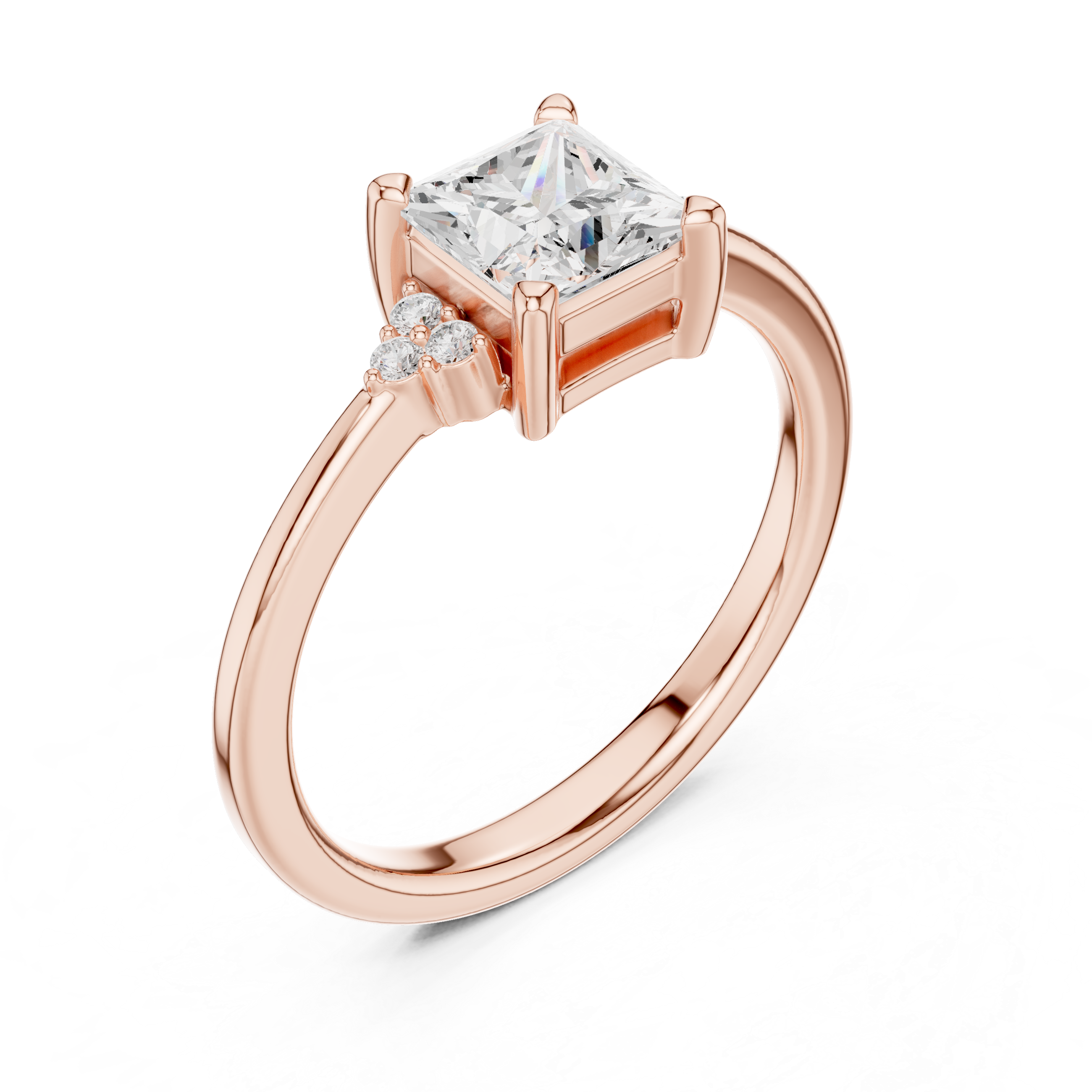 0.92 CT Round & Princess Lab Grown Diamond Ring | WOKE