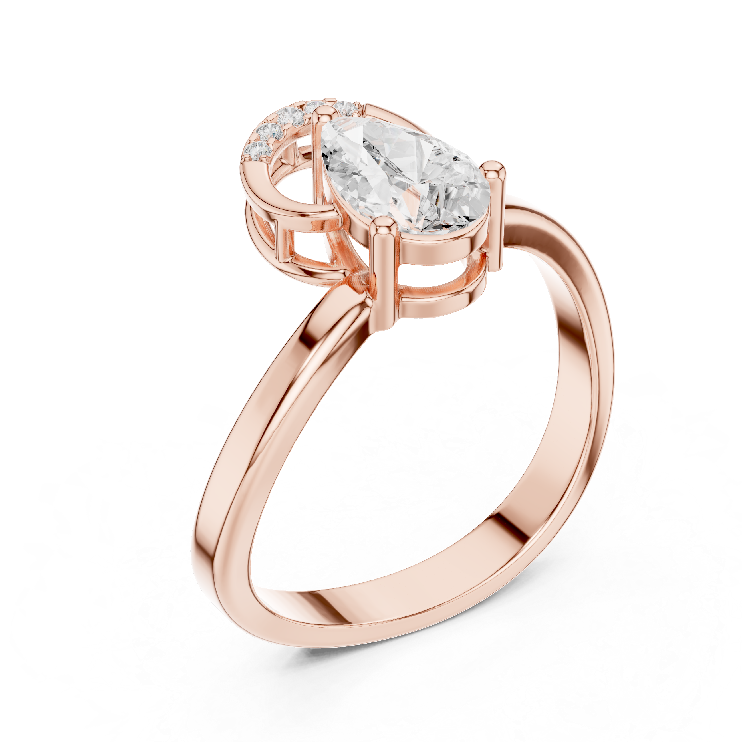 0.776 CT Pear & Round Lab Grown Diamond Ring | WOKE