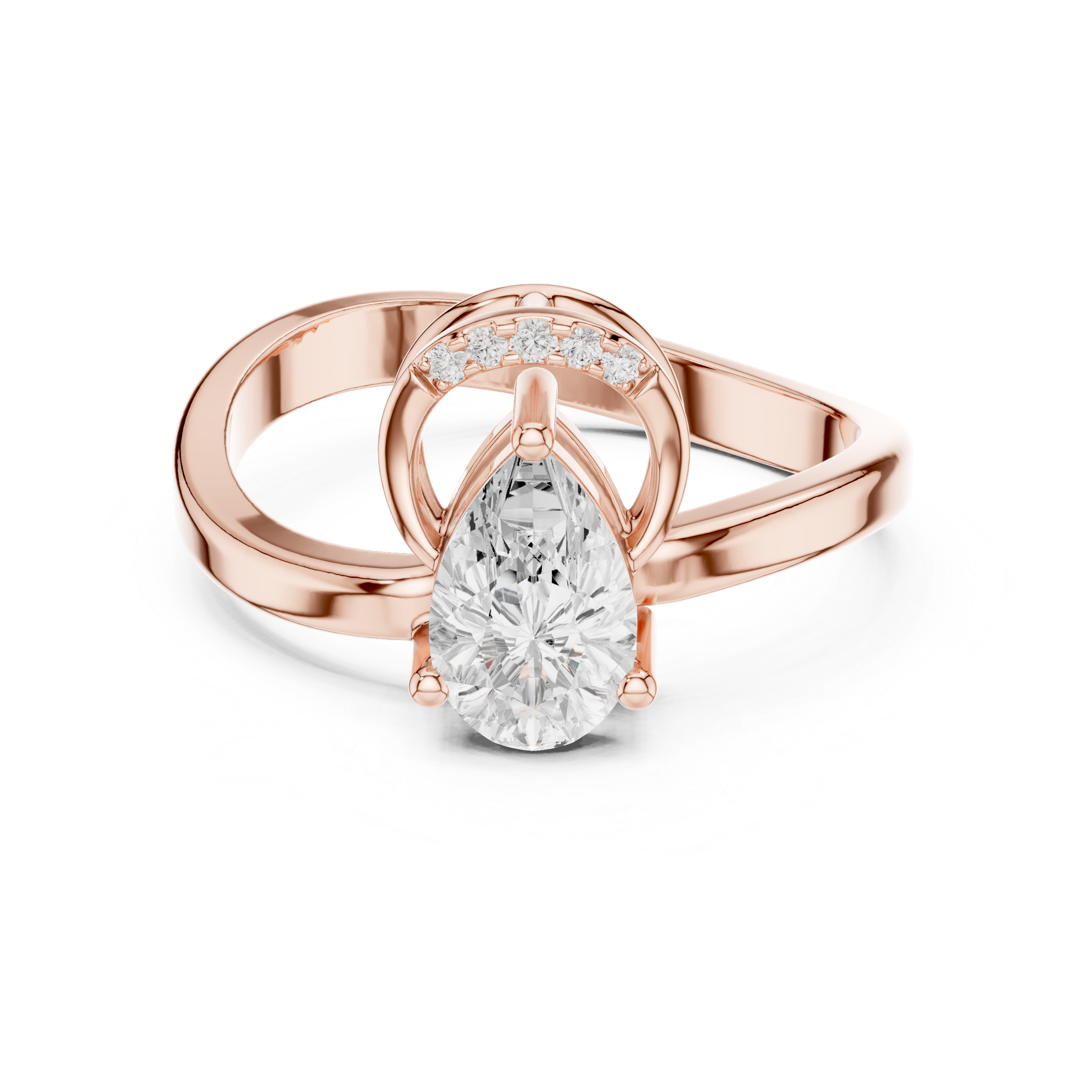 0.776 CT Pear & Round Lab Grown Diamond Ring | WOKE