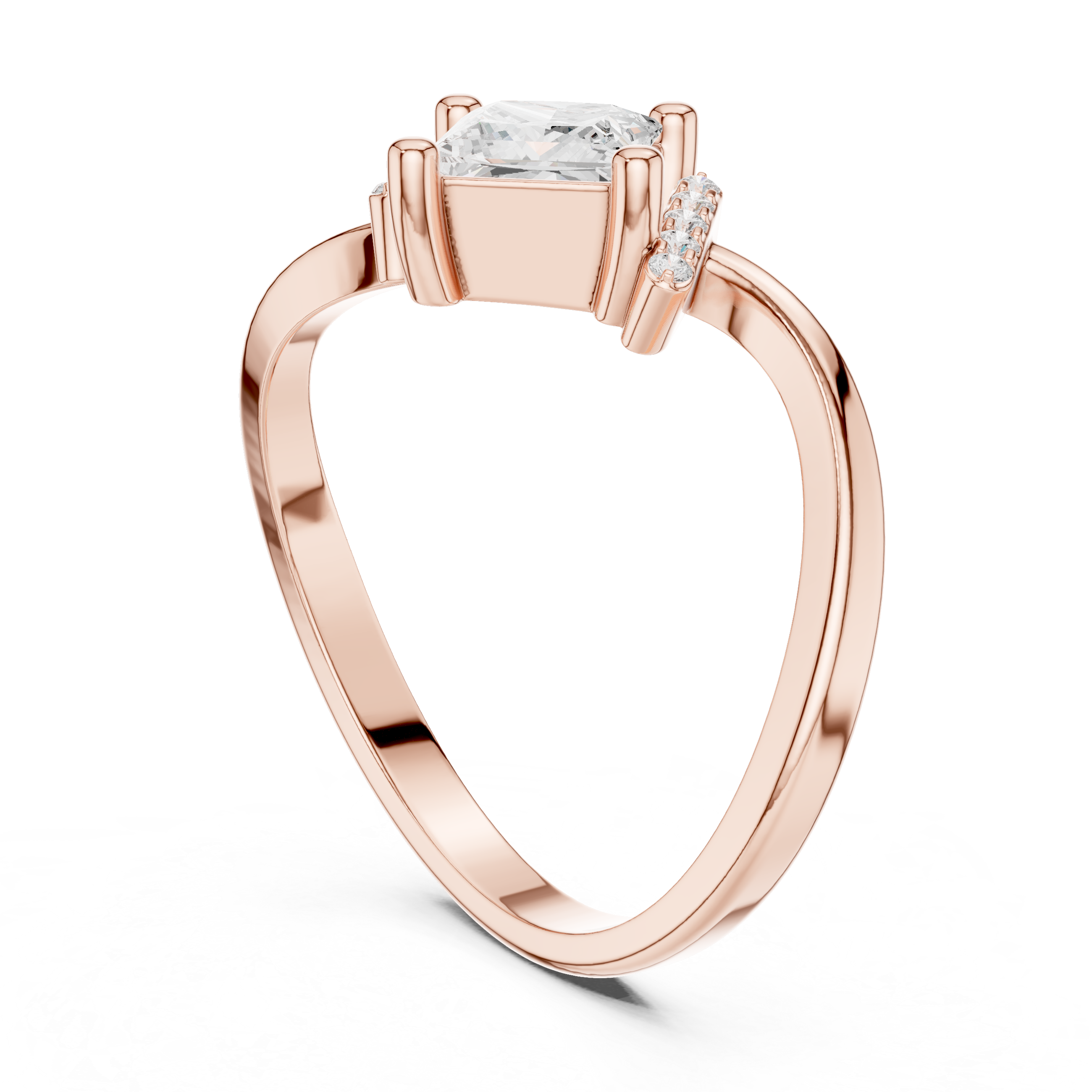 0.73 CT Princess & Round Lab Grown Diamond Ring | WOKE