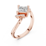 0.73 CT Princess & Round Lab Grown Diamond Ring | WOKE