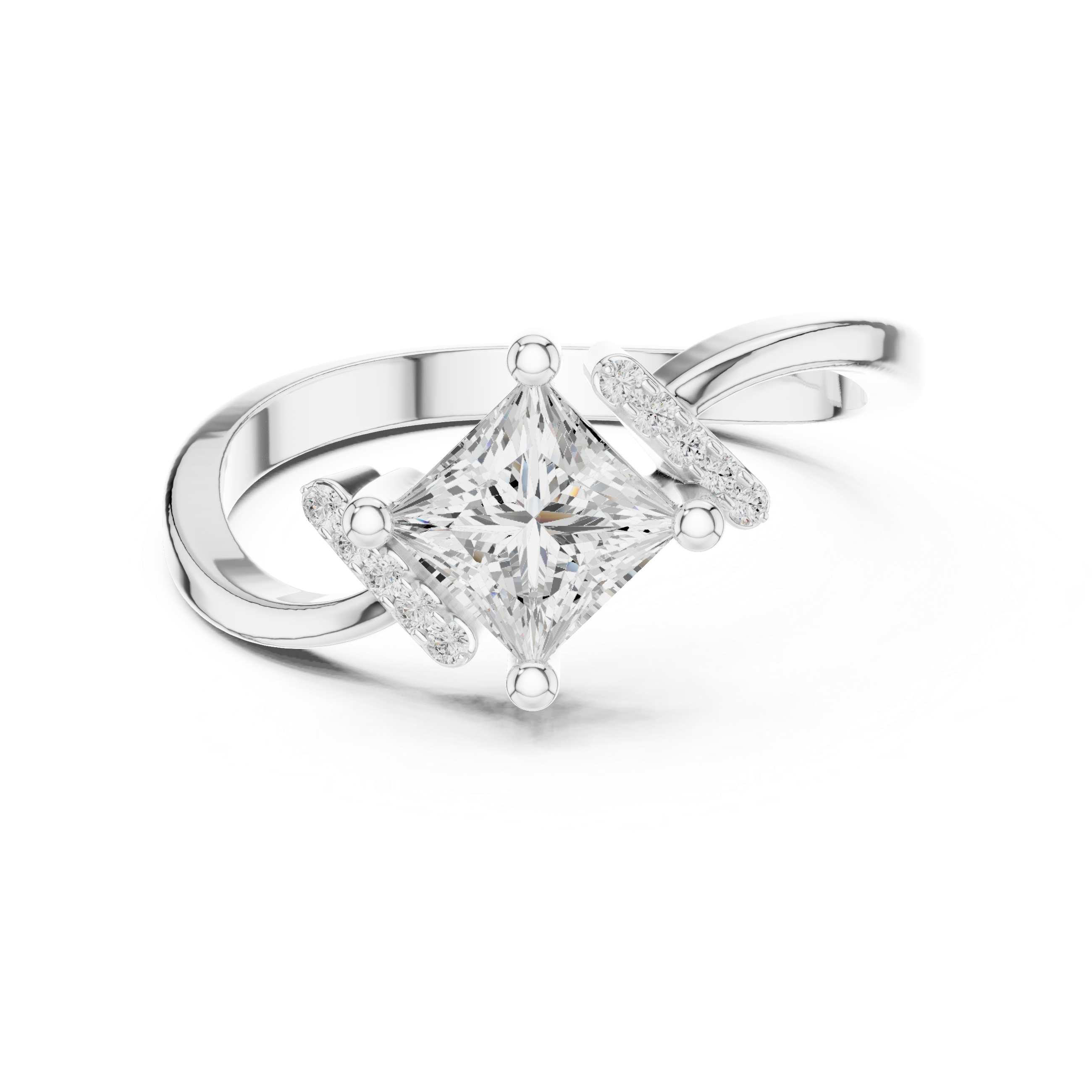 0.73 CT Princess & Round Lab Grown Diamond Ring | WOKE