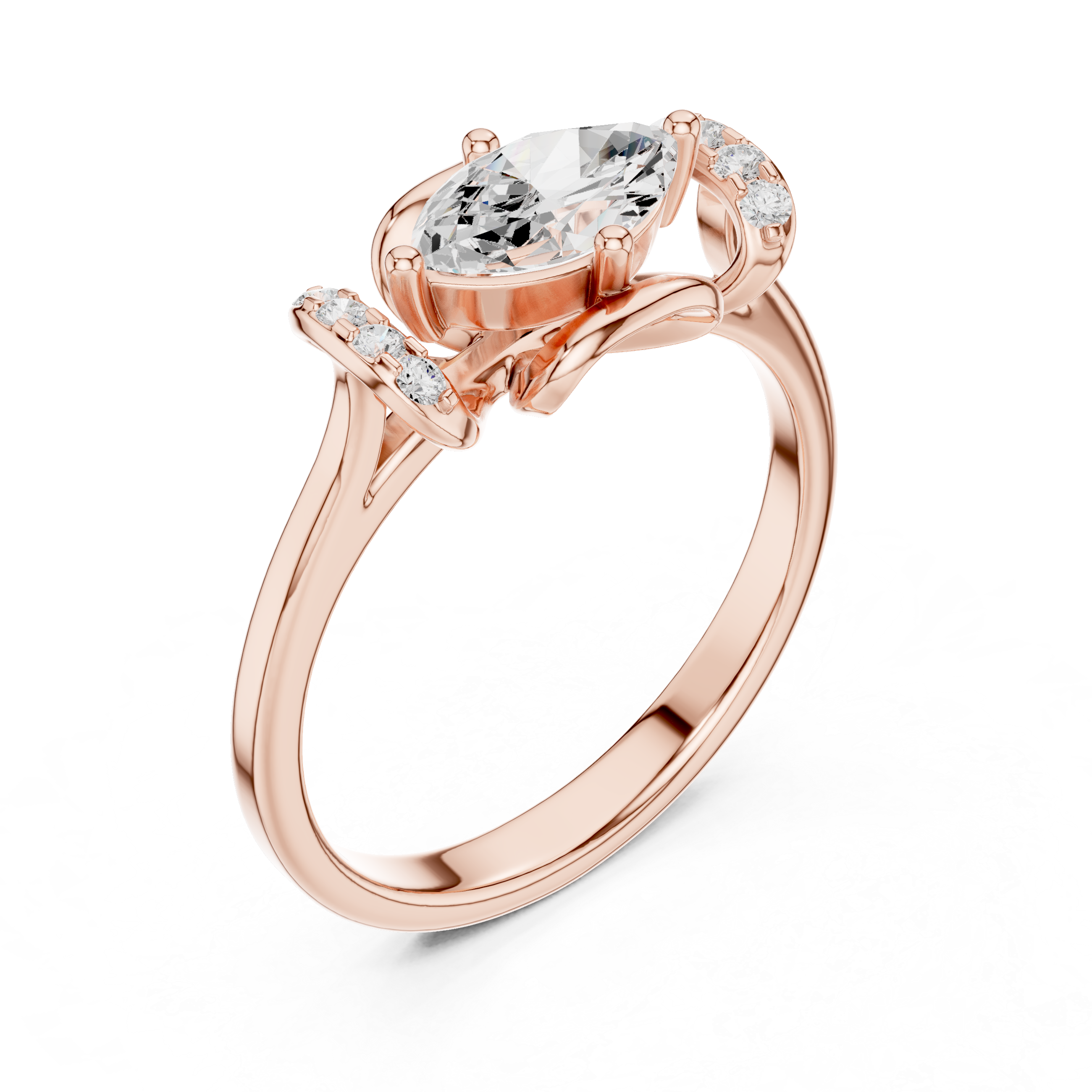 0.75 CT Marquise & Round Lab Grown Diamond Ring | WOKE