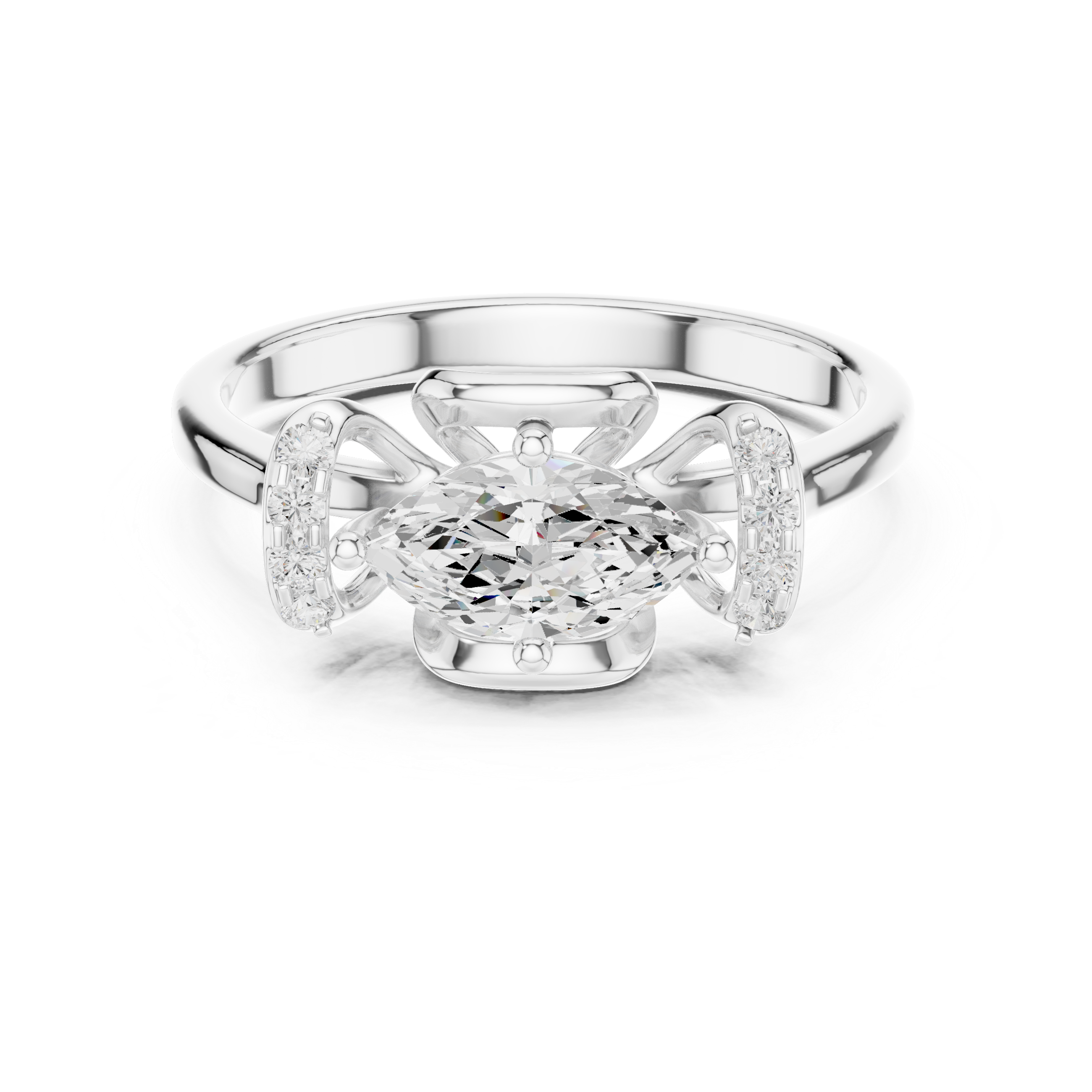0.75 CT Marquise & Round Lab Grown Diamond Ring | WOKE