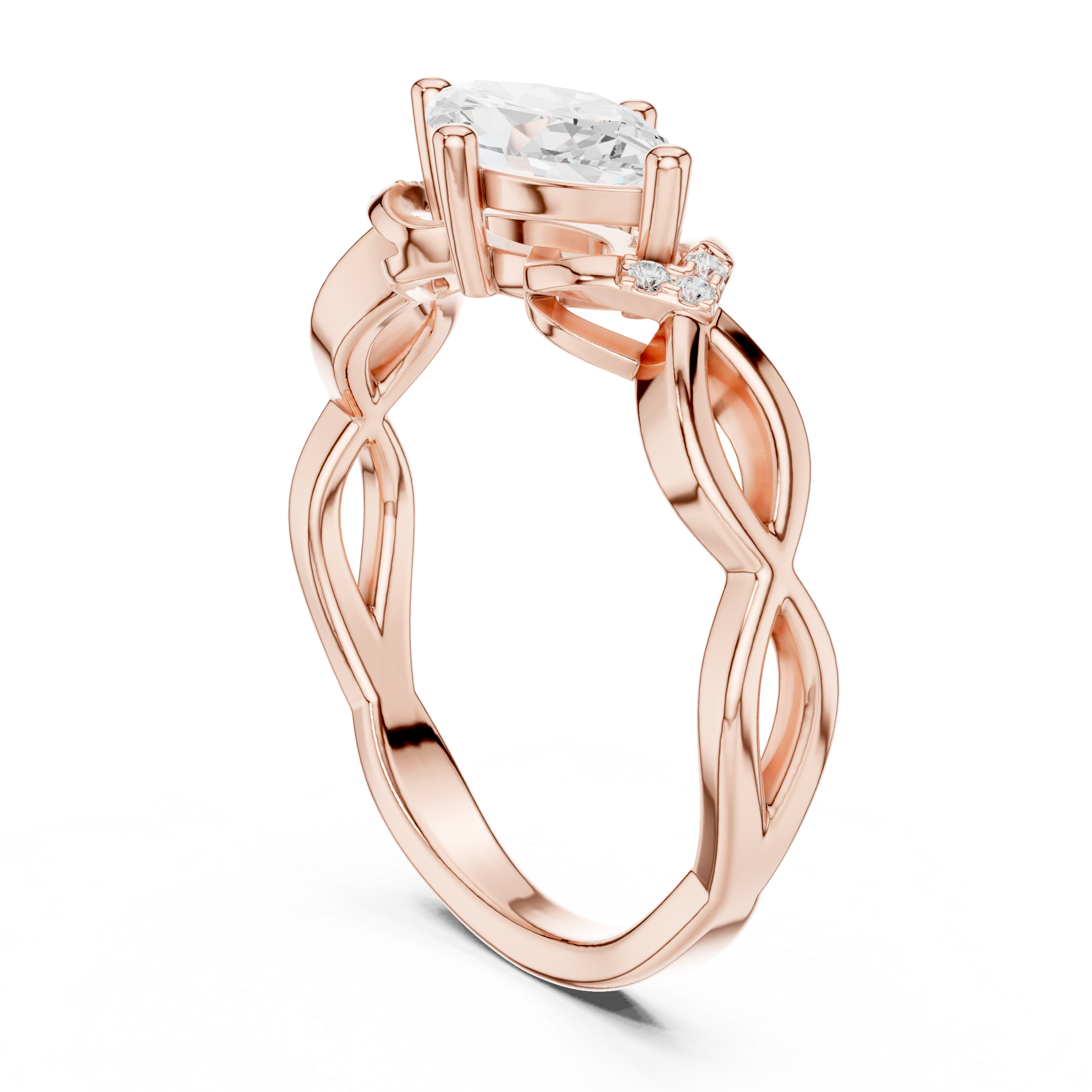 0.03 CT Marquise & Round Lab Grown Diamond Ring | WOKE