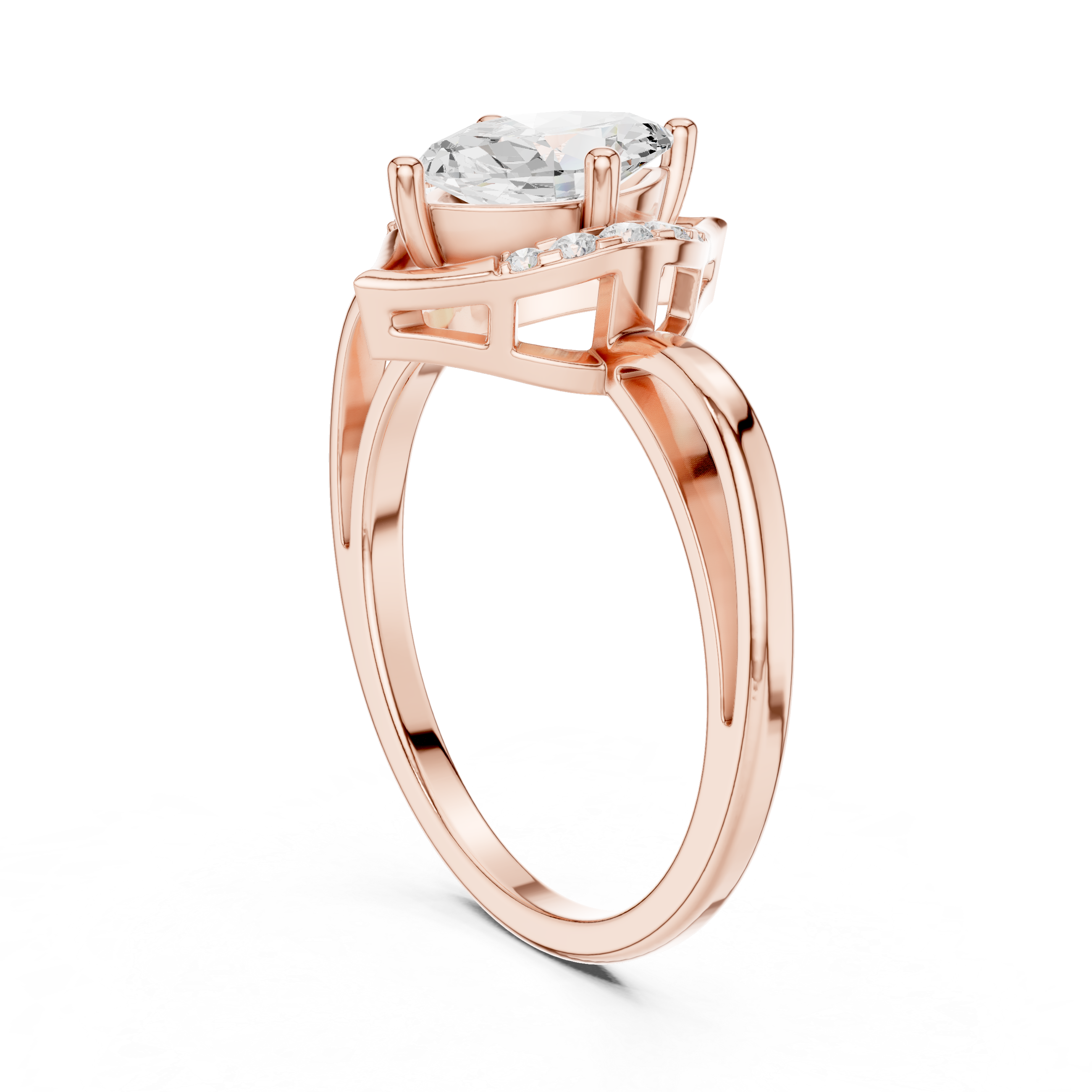 0.88CT Marquise & Round Lab Grown Diamond Ring | WOKE
