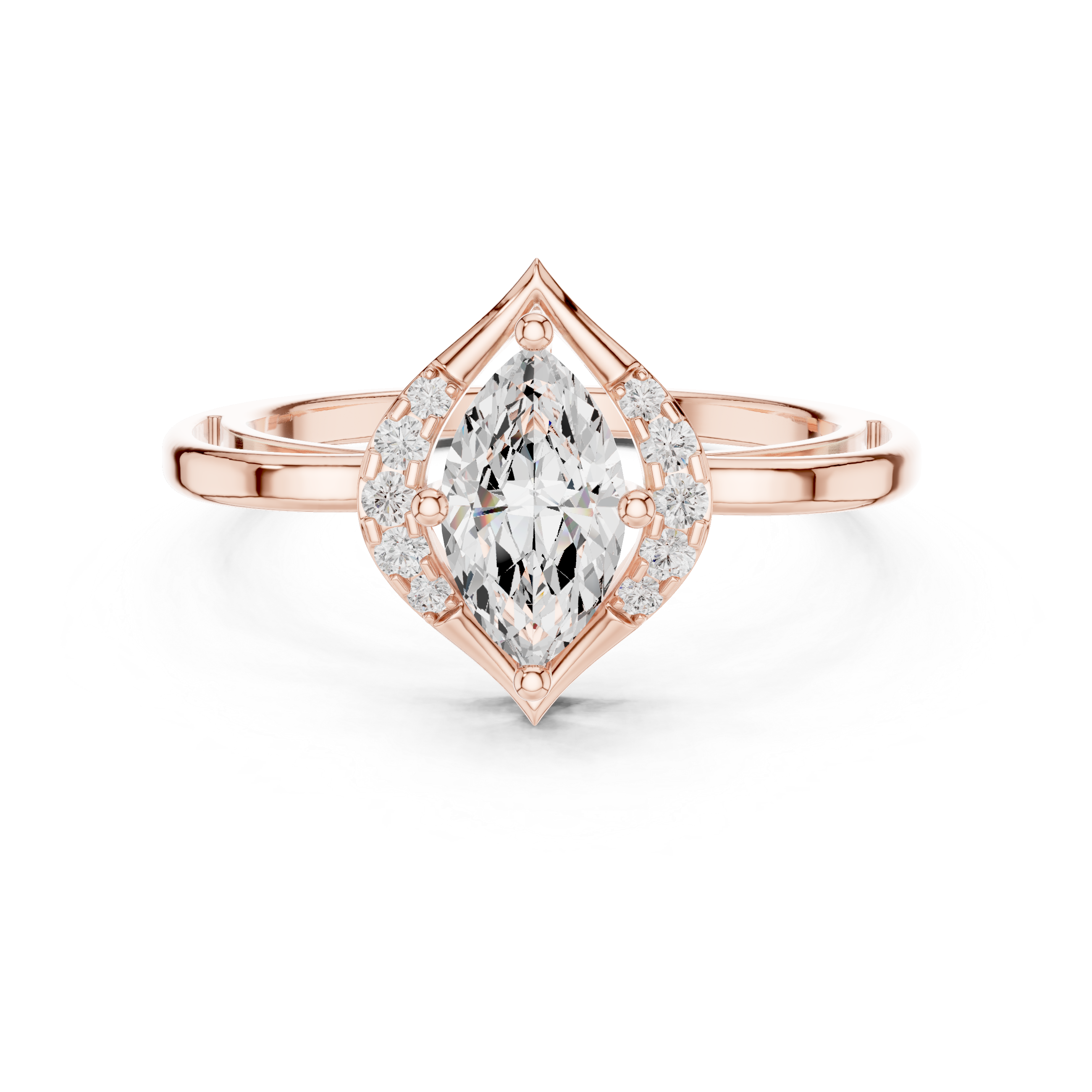 0.88CT Marquise & Round Lab Grown Diamond Ring | WOKE