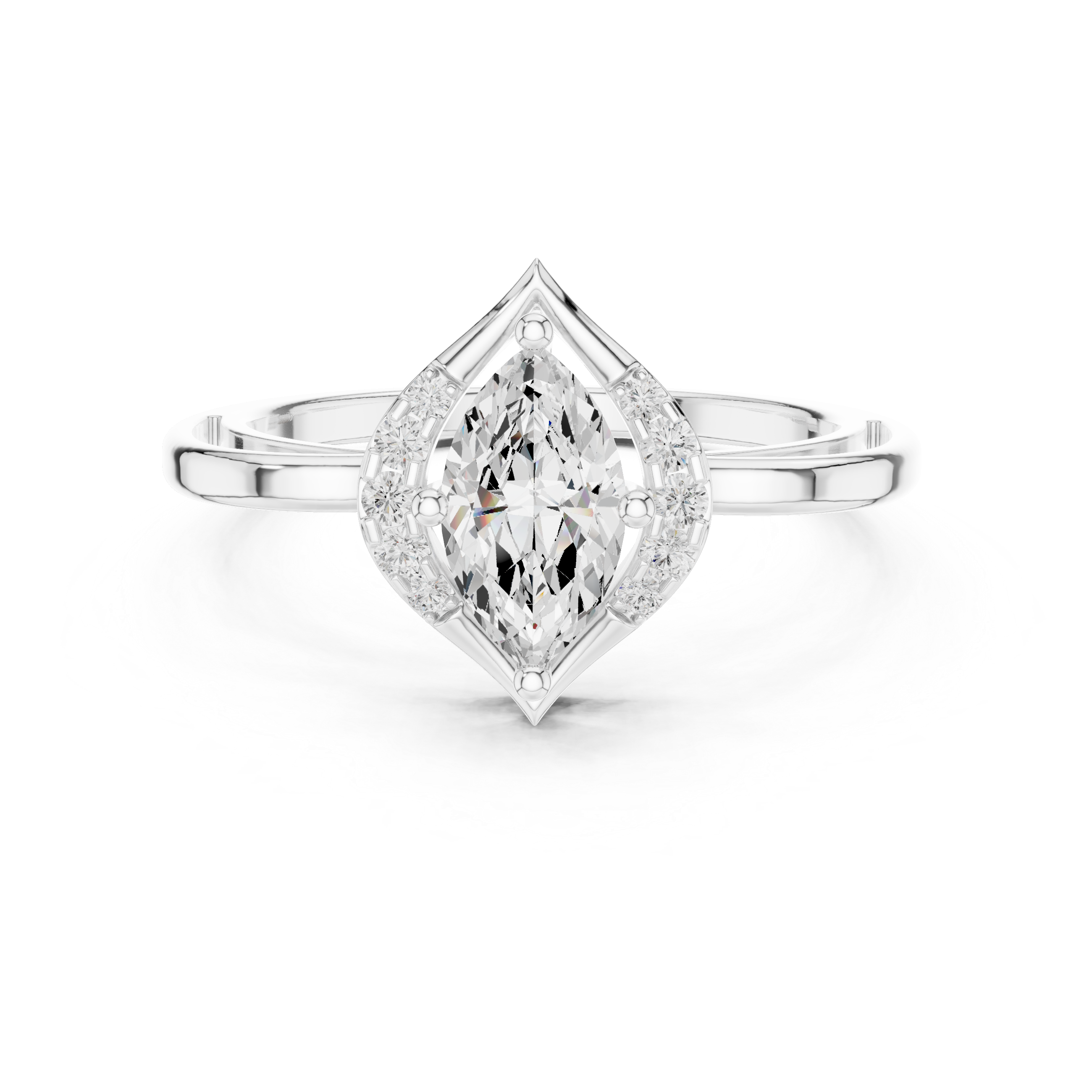 0.88CT Marquise & Round Lab Grown Diamond Ring | WOKE