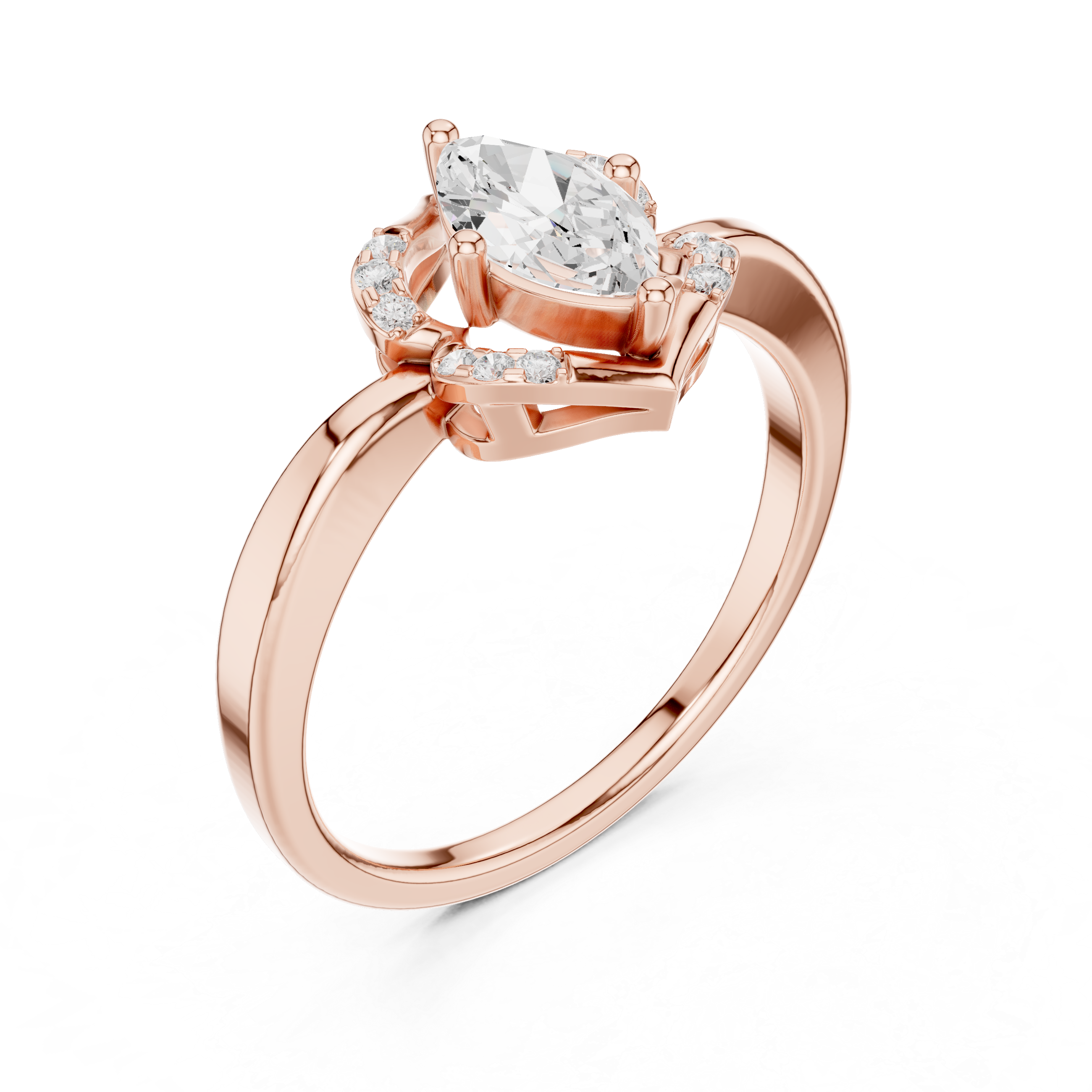 0.6 CT Marquise & Round Lab Grown Diamond Ring | WOKE
