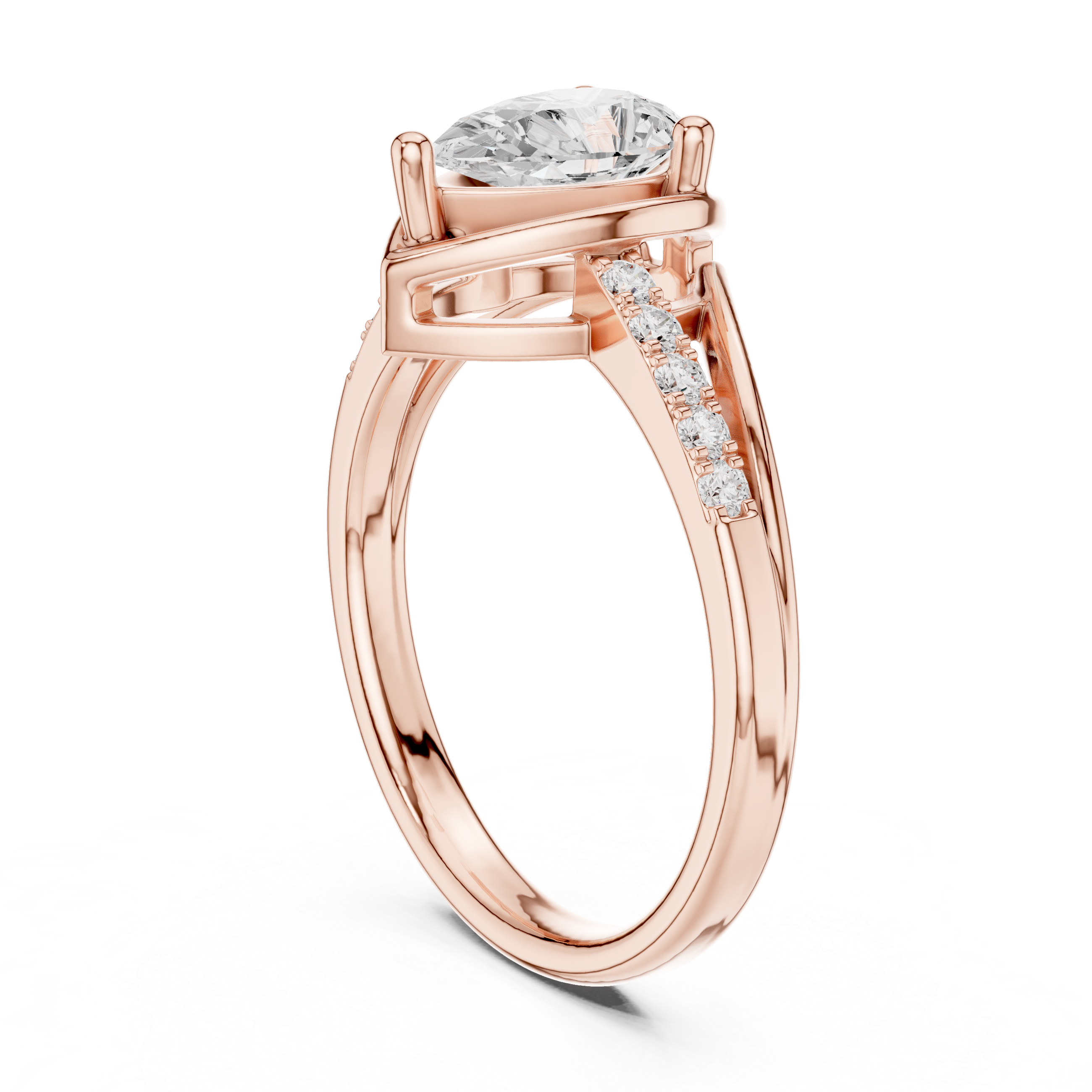 0.9 CT Pear & Round Lab Grown Diamond Ring | WOKE