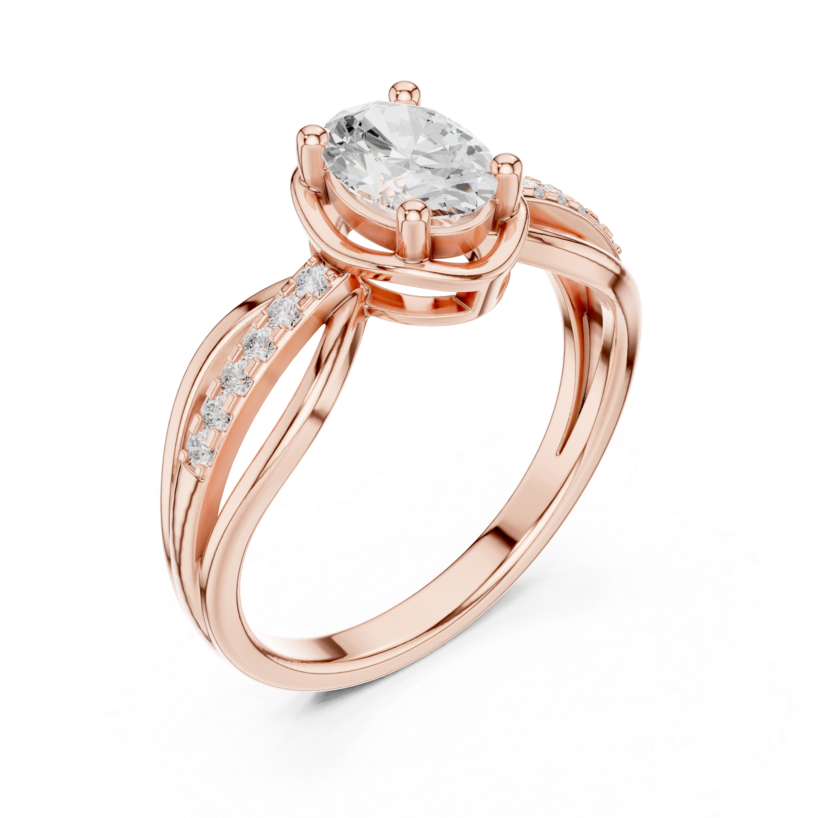 0.798 CT Oval & Round Lab Grown Diamond Ring | WOKE