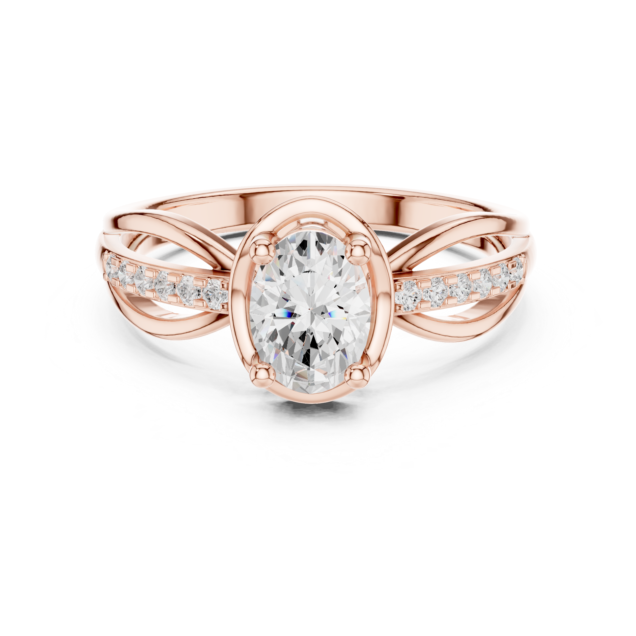 0.798 CT Oval & Round Lab Grown Diamond Ring | WOKE