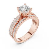 0.7 CT Cushion square & Round Lab Grown Diamond Ring | WOKE