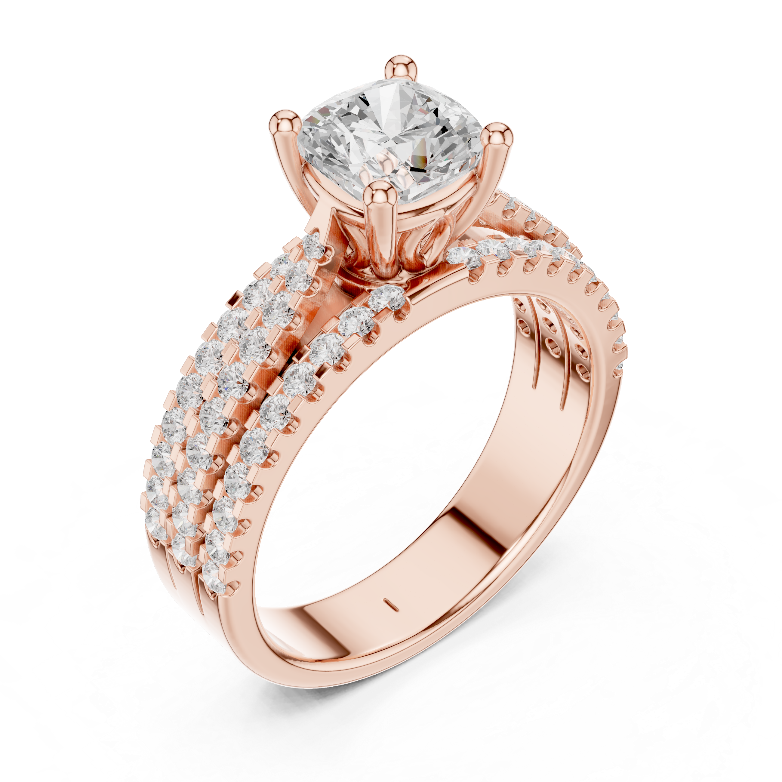 0.7 CT Cushion square & Round Lab Grown Diamond Ring | WOKE