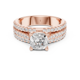 0.7 CT Cushion square & Round Lab Grown Diamond Ring | WOKE