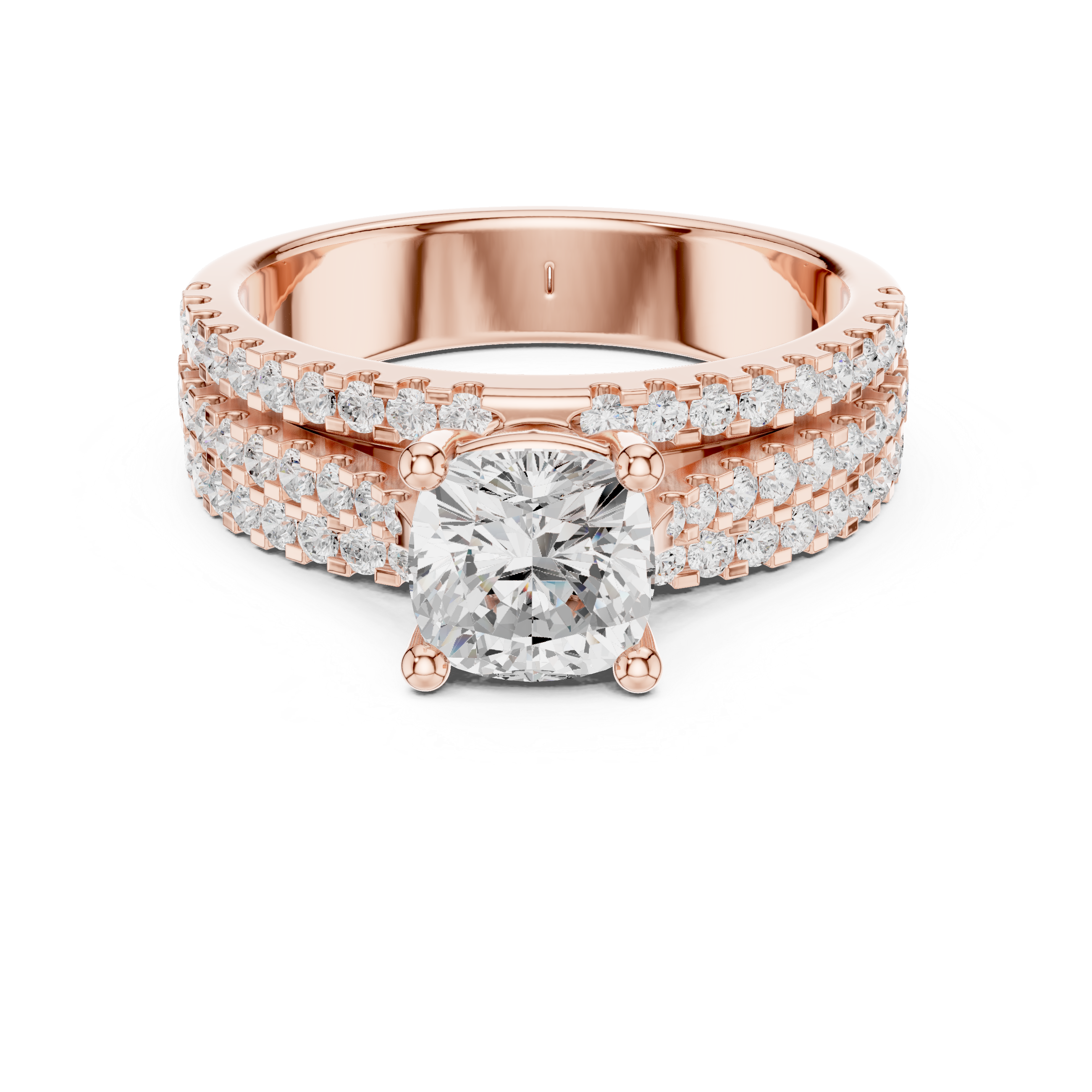 0.7 CT Cushion square & Round Lab Grown Diamond Ring | WOKE
