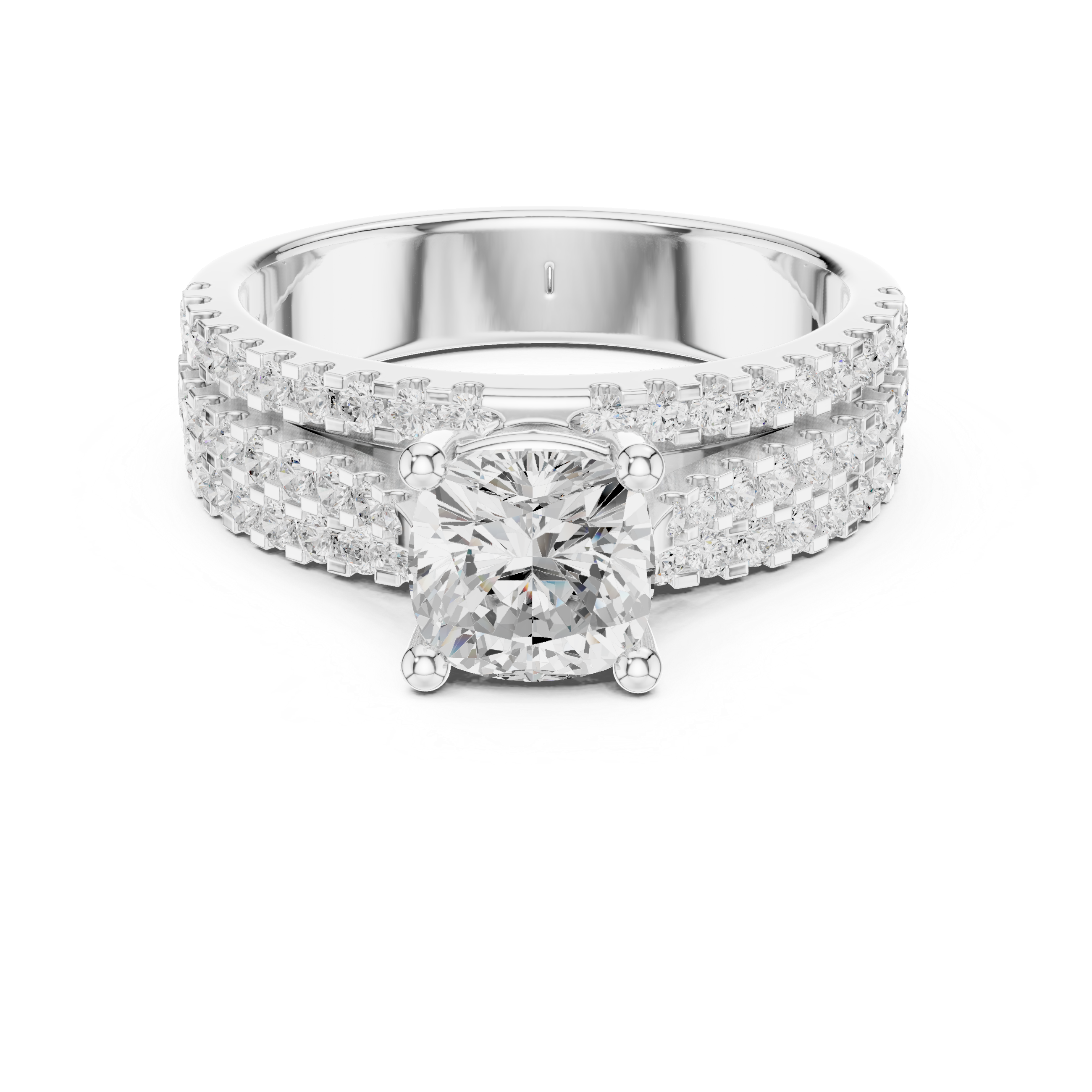 0.7 CT Cushion square & Round Lab Grown Diamond Ring | WOKE