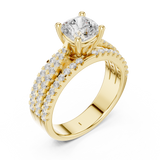 0.7 CT Cushion square & Round Lab Grown Diamond Ring | WOKE