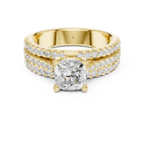 0.7 CT Cushion square & Round Lab Grown Diamond Ring | WOKE